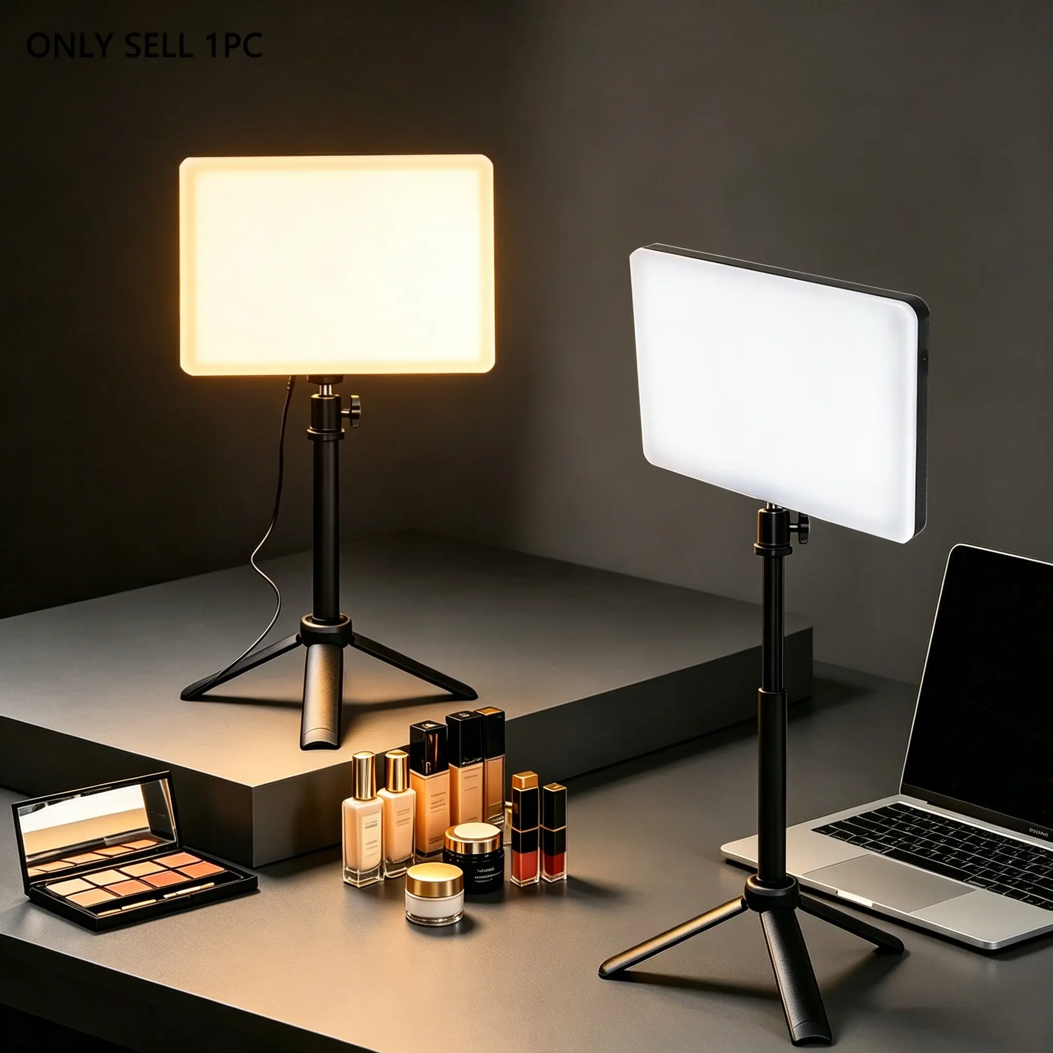 Mini Desktop LED Photography Fill Light, Adjustable Height Tripod, Bi-Color Dimmable, Portable Selfie Light for Tiktok Live, Makeup, Small Items, Versatile Use