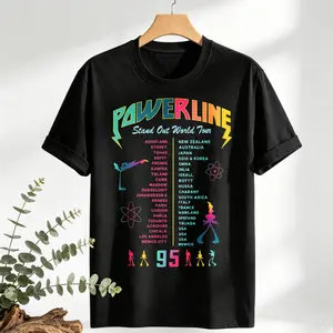Powerline World Tour Design Women's Cotton T-Shirt For Women Casual Streetwear Round Neck Graphic Print Summer Easy Care