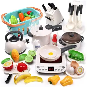 Pretend Play Kitchen Toy with Cookware Steam Pressure Pot and Electronic Induction Cooktop, Cooking Utensils, Toy Cutlery, Cut Play Food, Shopping Basket Learning Toy for Girls Boysfidget toys