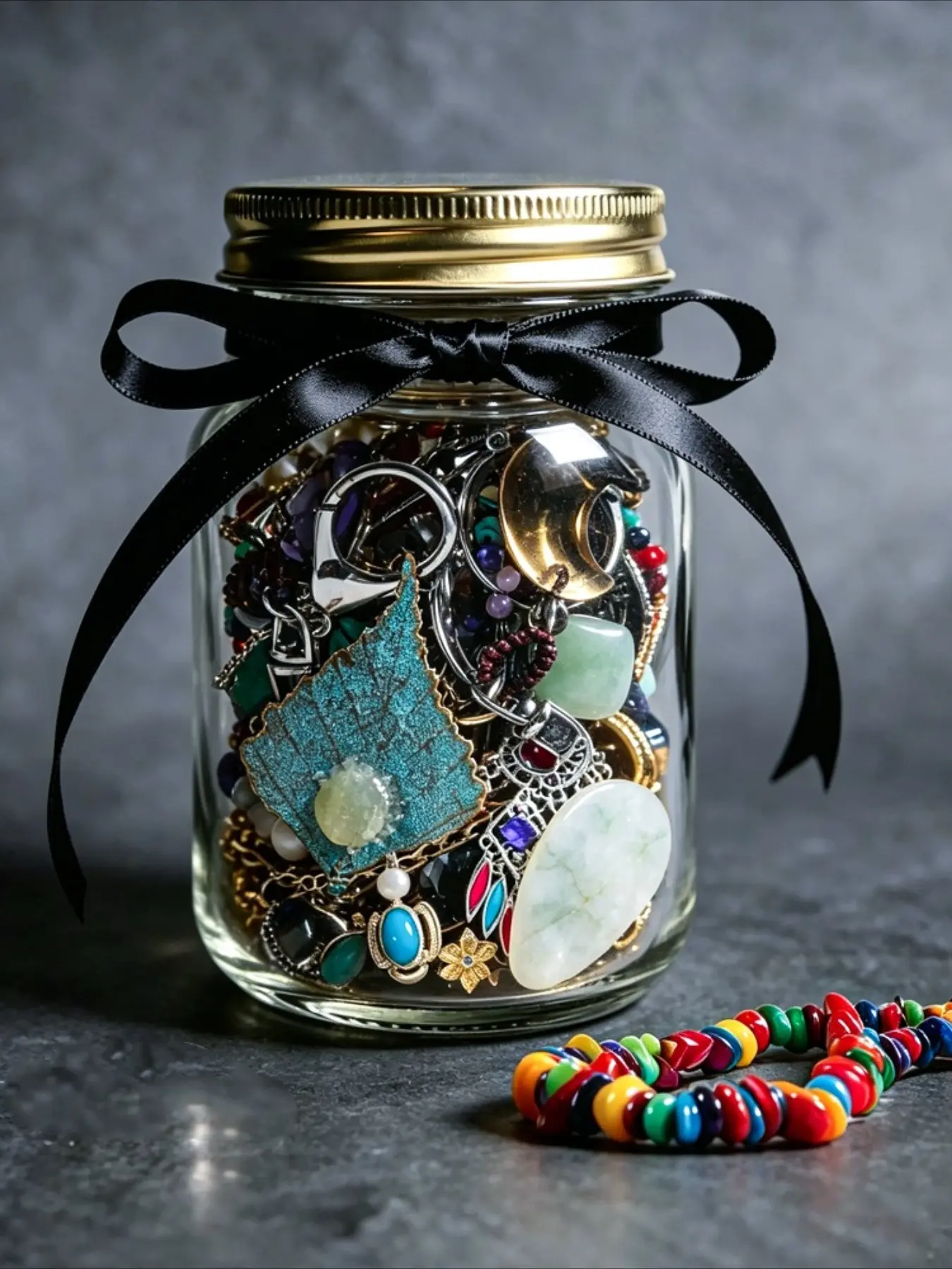 Natural Crystal Jewelry Surprise Jar Set | Curated Vintage Rings, Necklaces & Bracelets | Gift for Her Colorful Gemstone Charms & Boho Accessories