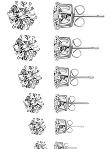 Classic Six Prong Zircon 316 Stainless Steel Earrings, Unisex High-End Jewelry Set, Unique and Elegant Ear Accessories