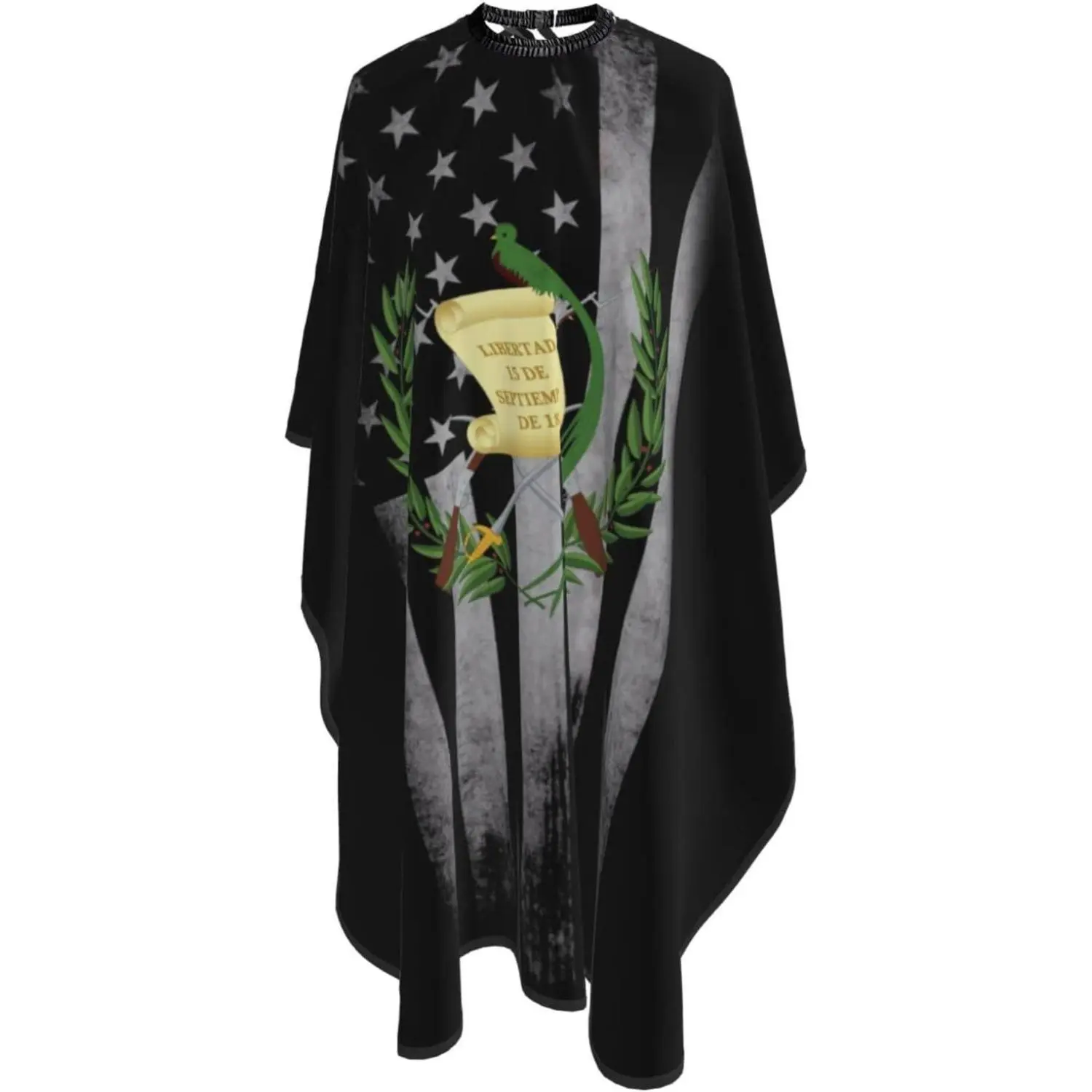 Professional Hairdressing Waterproof Barber Cape - Guatemala-Usa Flag Coat Of Arms Design, Smooth Lightweight Elastic Polyester Clothing Haircare Apron, Adjustable Snap Closure, 55inX66in For Hair Stylists