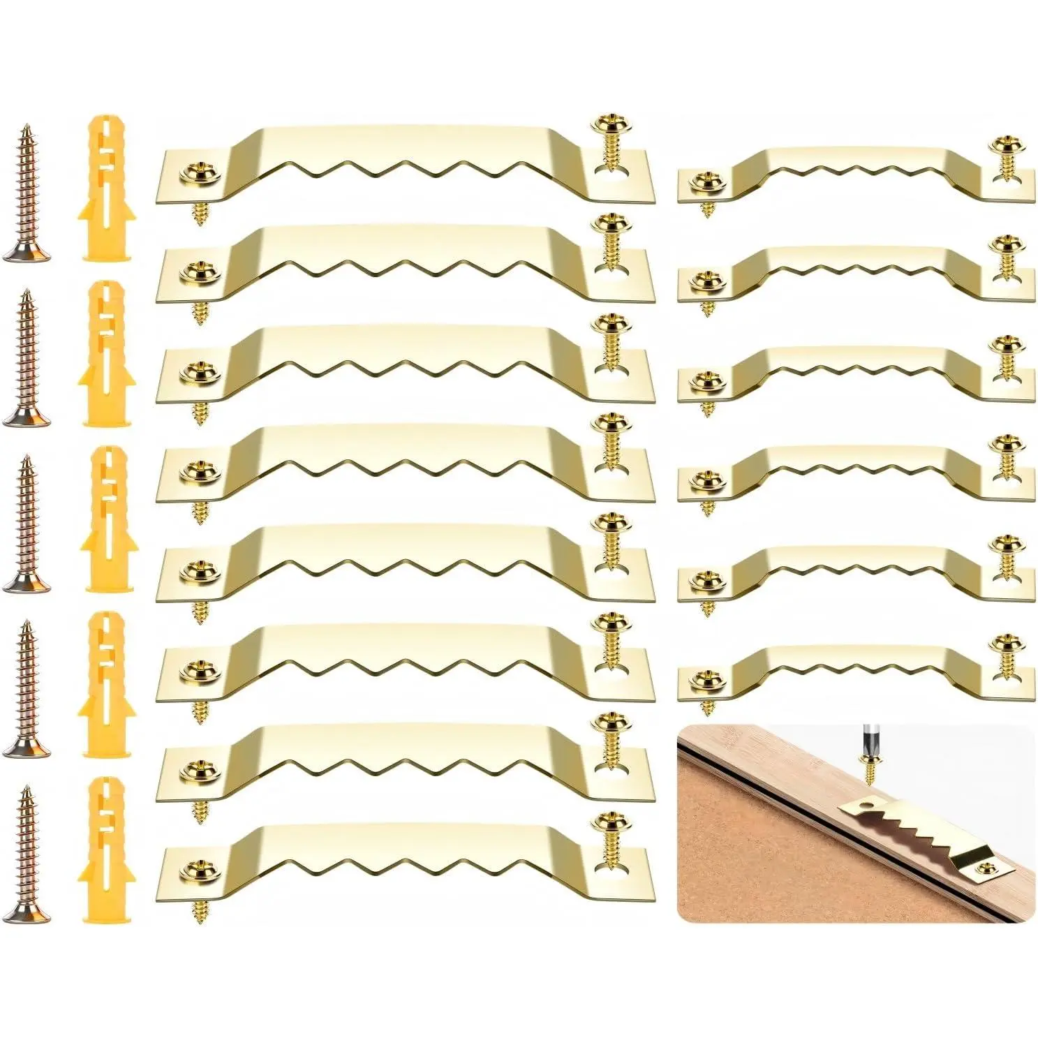 48 Pack Sawtooth Picture Hangers, Picture  Kit, 2 Sizes for Photo Frames, Art, Clocks, Paintings, Canvas Hooks, and Picture  Hardware, Wall  Kit with Drywall Anchors and Screws