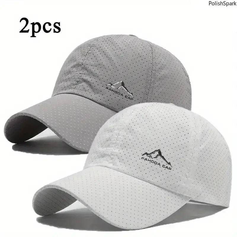Unisex 2-Pack Lightweight Breathable Mesh Baseball Caps - Cooling Sun Cap, Outdoor Sports Hat with Adjustable Fit, Quick Dry Sun Protection for Running, Hiking