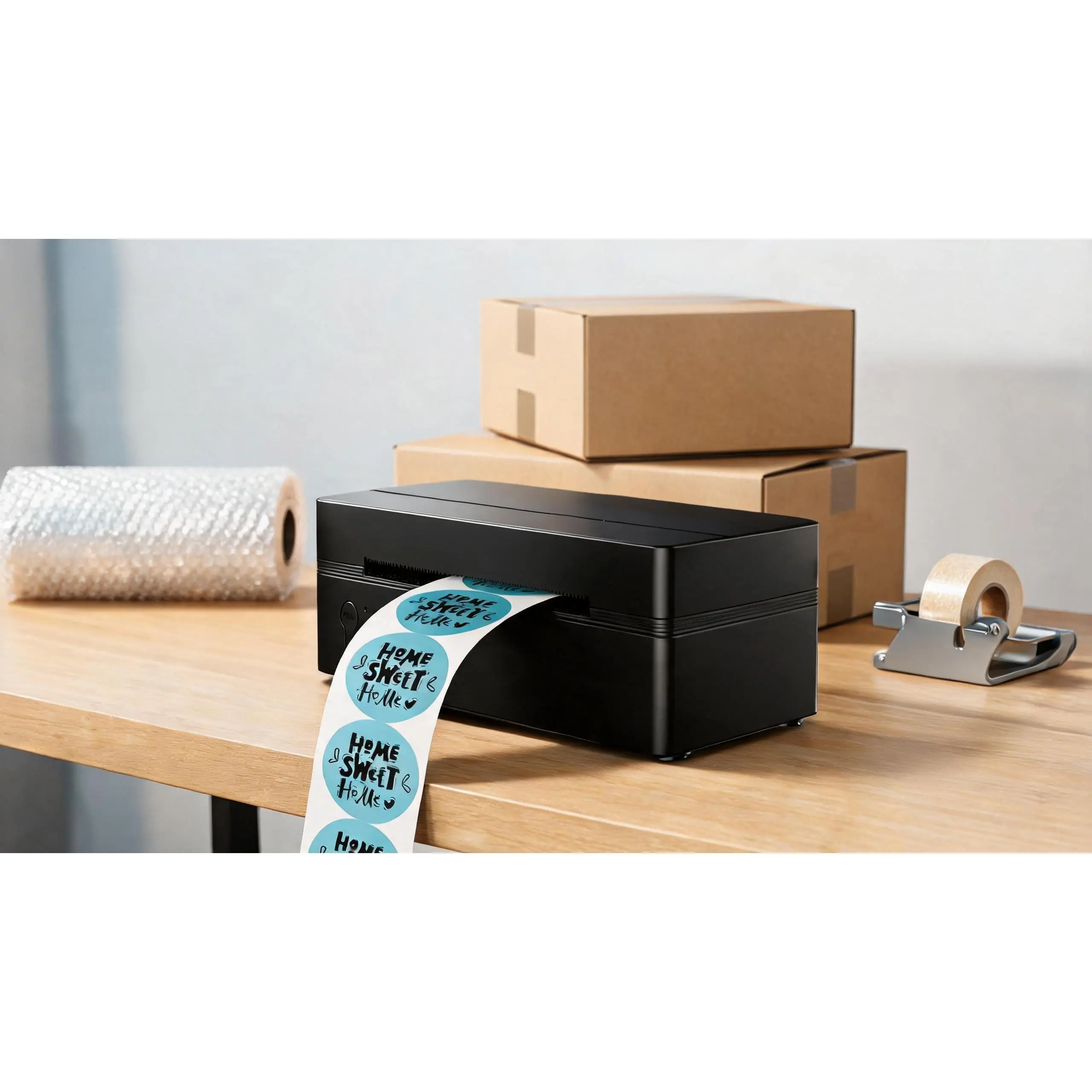 Bluetooth Wireless Thermal Shipping Label Printer, 4x6 Inch Parcel Labeling Machine Compatible with iOS & Android Phones, Smoothly Supports All Main E-Commerce Sites and Logistics Providers, Black Appearance