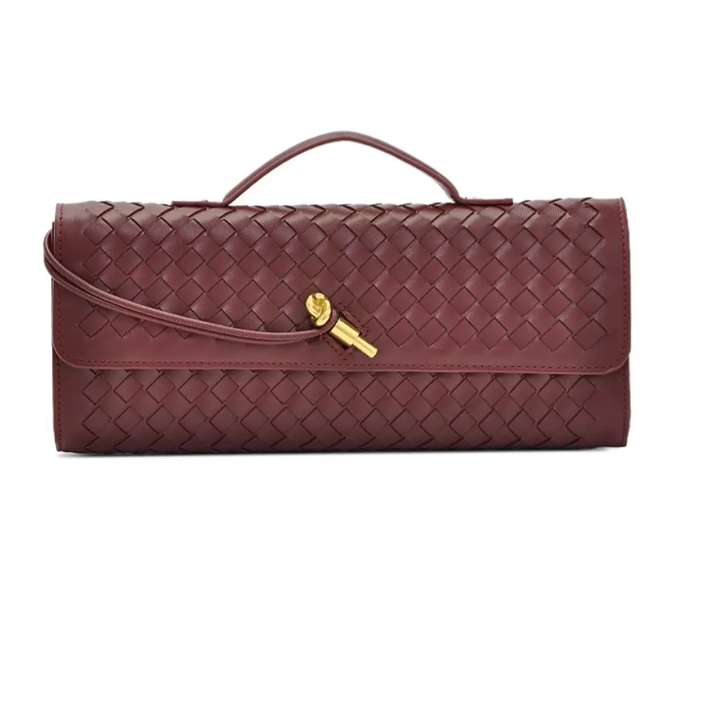 Women's Woven Clutch Purse, Elegant Textured PU Leather Mini Shoulder Bag, Crossbody Handbag with Adjustable Strap for Evening Wear & Parties, Compact Fit, Textured Look, Handbags For Women, Evening Events, Woven Texture, Evenings
