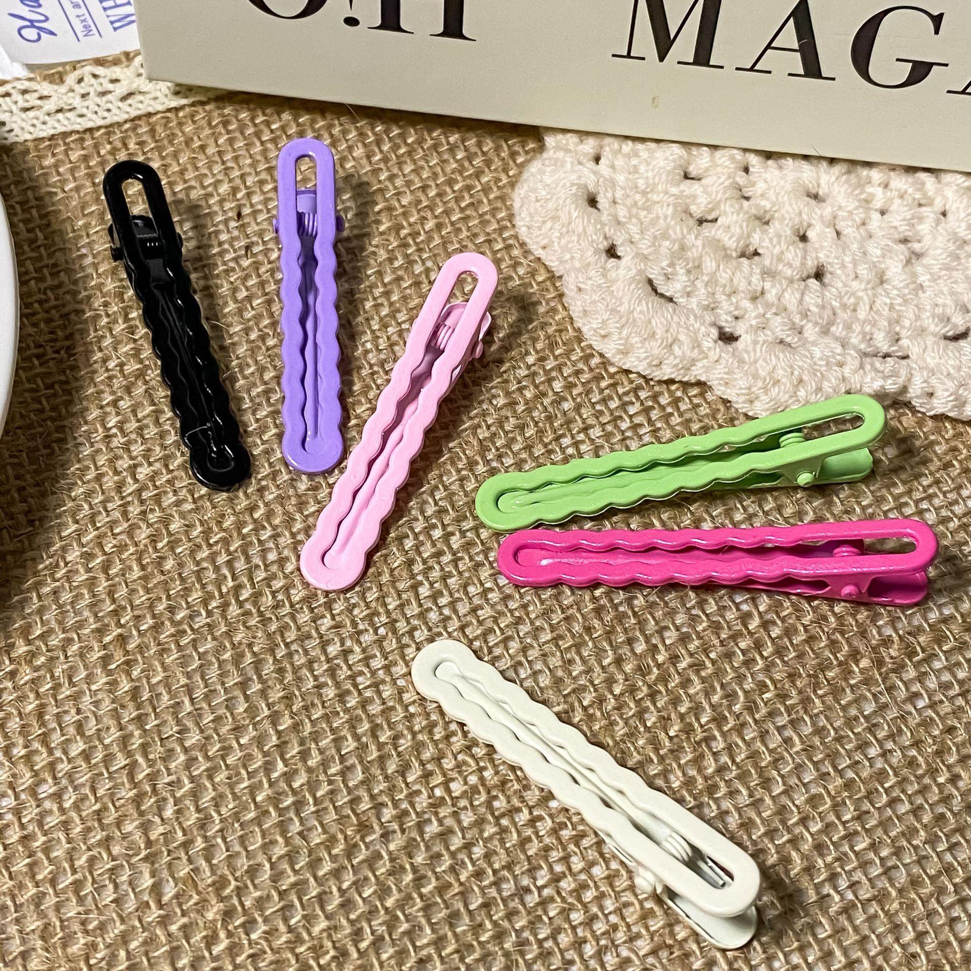 (Random Default Gift) 6cm Duckbill Clip Hairpin DIY Base Wave Clip Broken Hair Clip Bangs Clip Seamless One-word Clip Non-damaging Hair Accessories