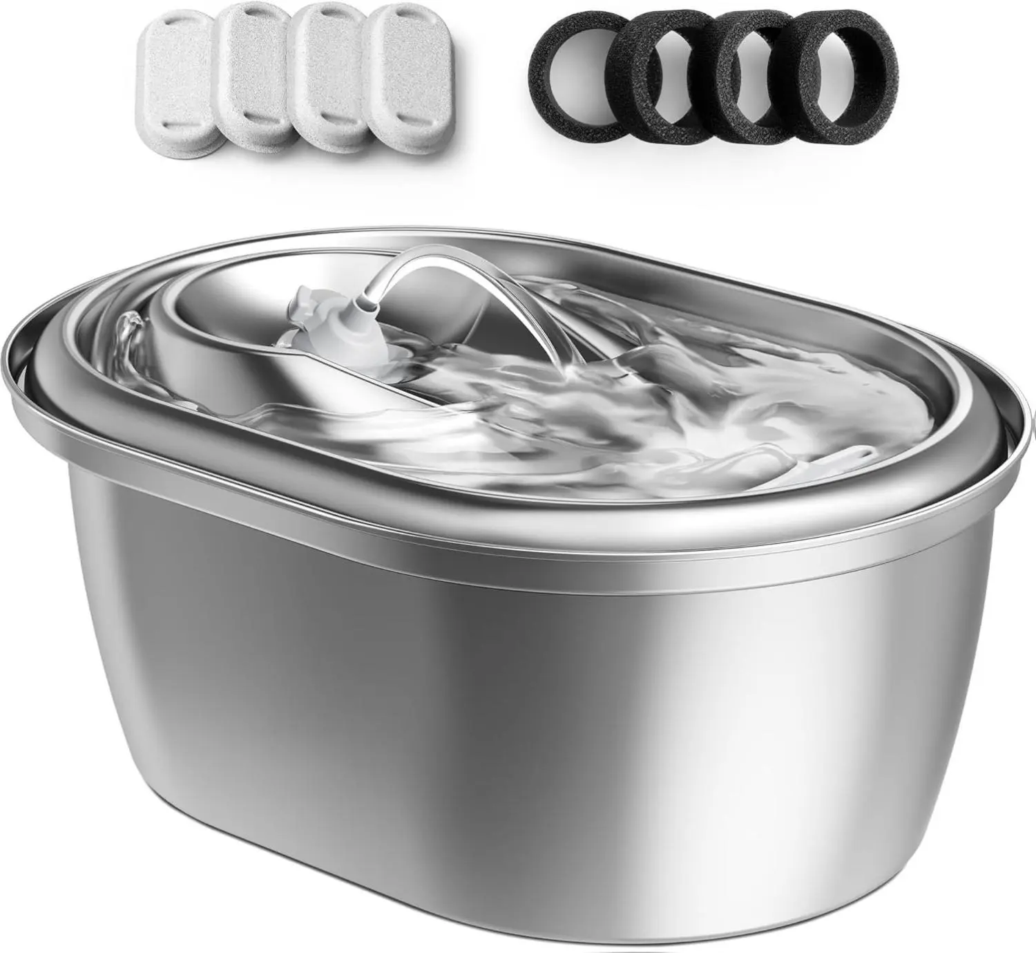 PETLIBRO Stainless Steel Cat Water Fountain 101oz 3L Pet Water Dispenser with 4 Filters & 4 Sponges Automatic Water Supply for Cats Inside Dishwasher Safe BPA-Free