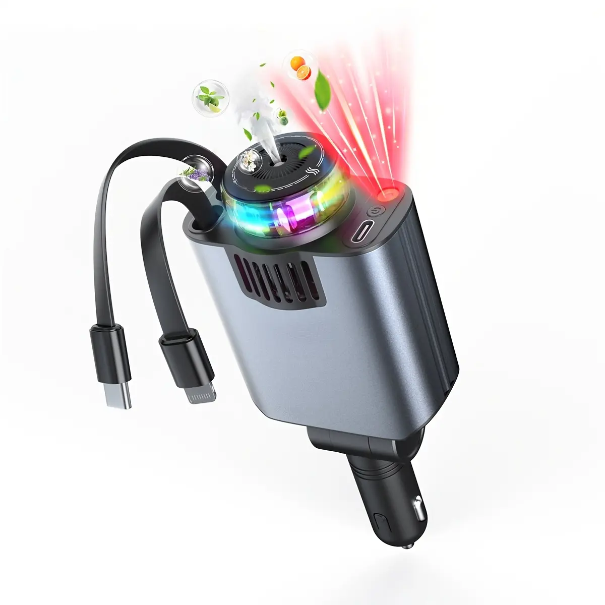 5 In 1  Fragrance  Starlight Projector Retractable   PD 3.0 Fast Charging USB C Port Aromatherapy Diffuser  Freshener Extendable Charging Cable Compact Design Fast Phone  Compatible with iPhone Samsung Android Devices summerw