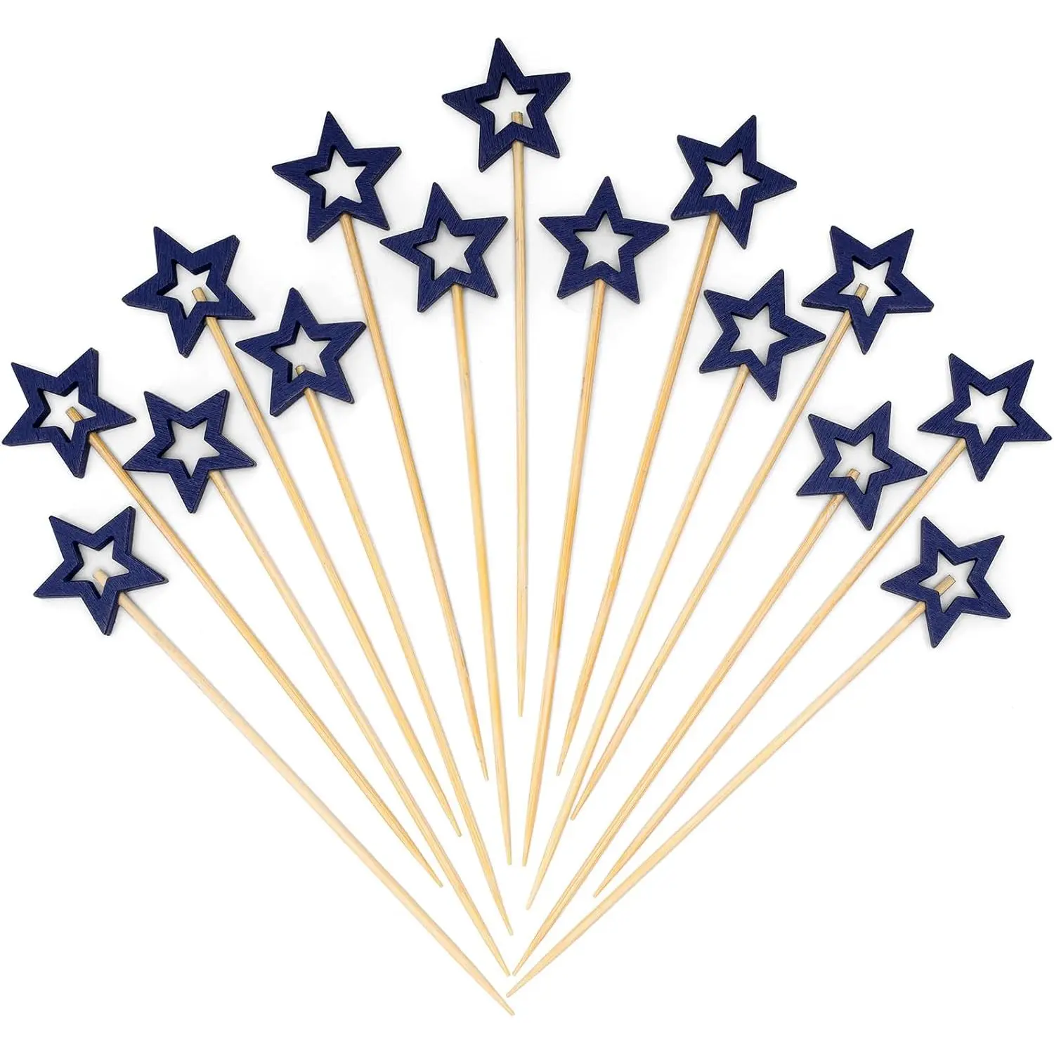 Big Navy Blue   Picks, 5.5 Inch Long  Fancy Toothpicks for Appetizers, Decorative Independence Day Holiday Party  Drinks Garnish Fruit Skewer Sticks 50 Counts - MSL433