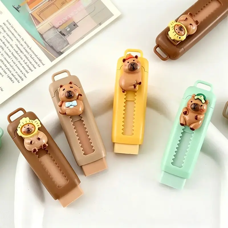 4-Pack Pull-Through Rubber Erasers, Cute Sliding Design, Student-Friendly Extendable Erasers, Clean Low Dust, Office Use, Back-To-School Gift