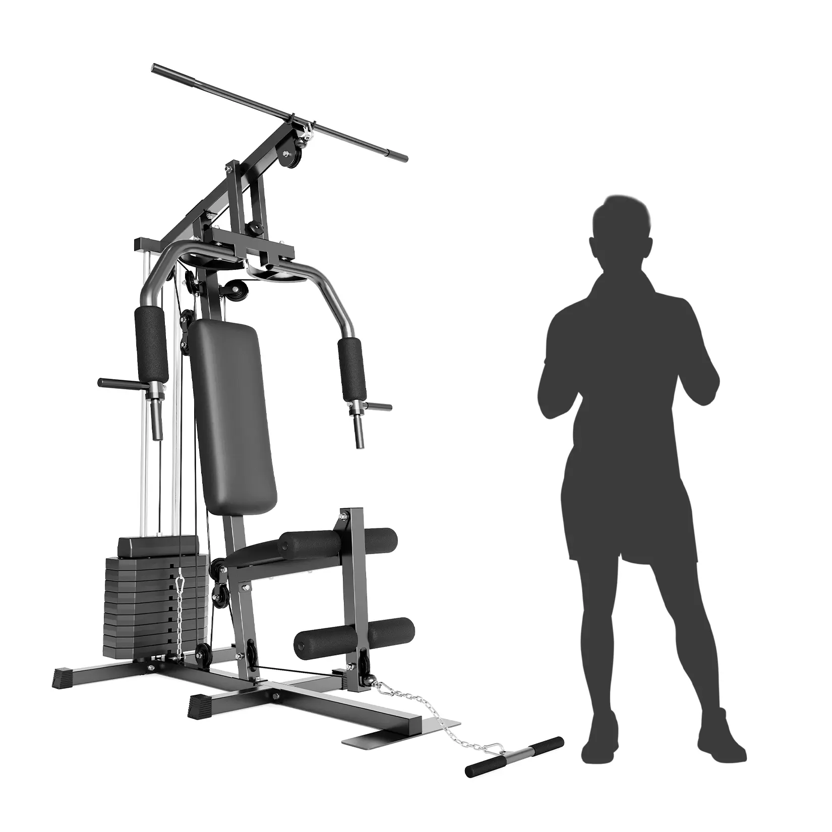 Garvee Multifunctional Home Gym System Full Body Strength Training Station with 100LBS Weight Stack Lat Pulldown Chest Press Leg Extension for Home Garage Fitness