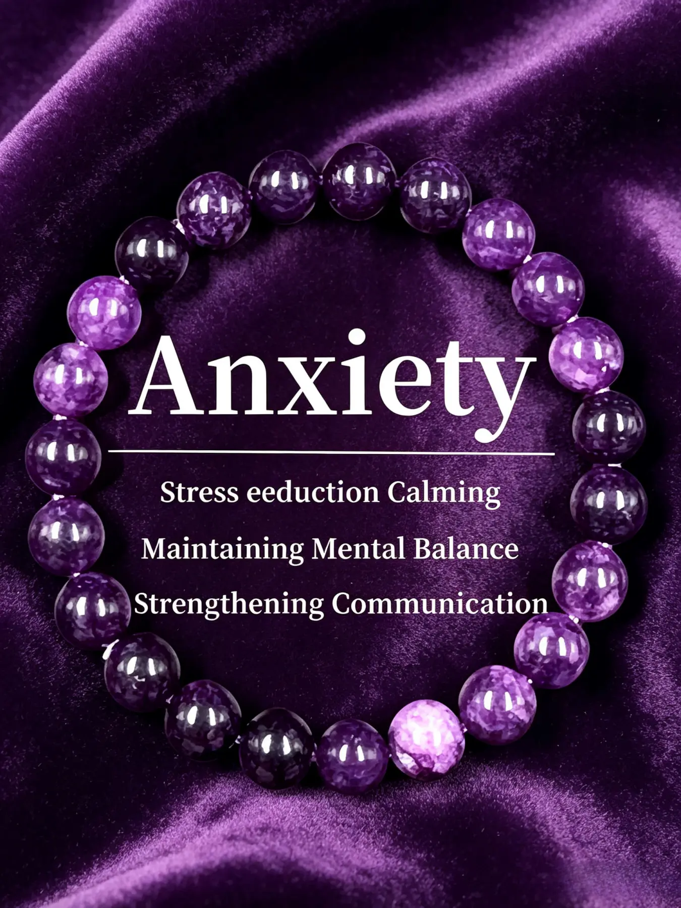 Marbled Purple Anxiety Relief Mental Calming Bracelet,Designed for Stress Reduction, Inner Mental Balance & Authentic Emotional Communication, Jewelry For Daily Wear & Gifting