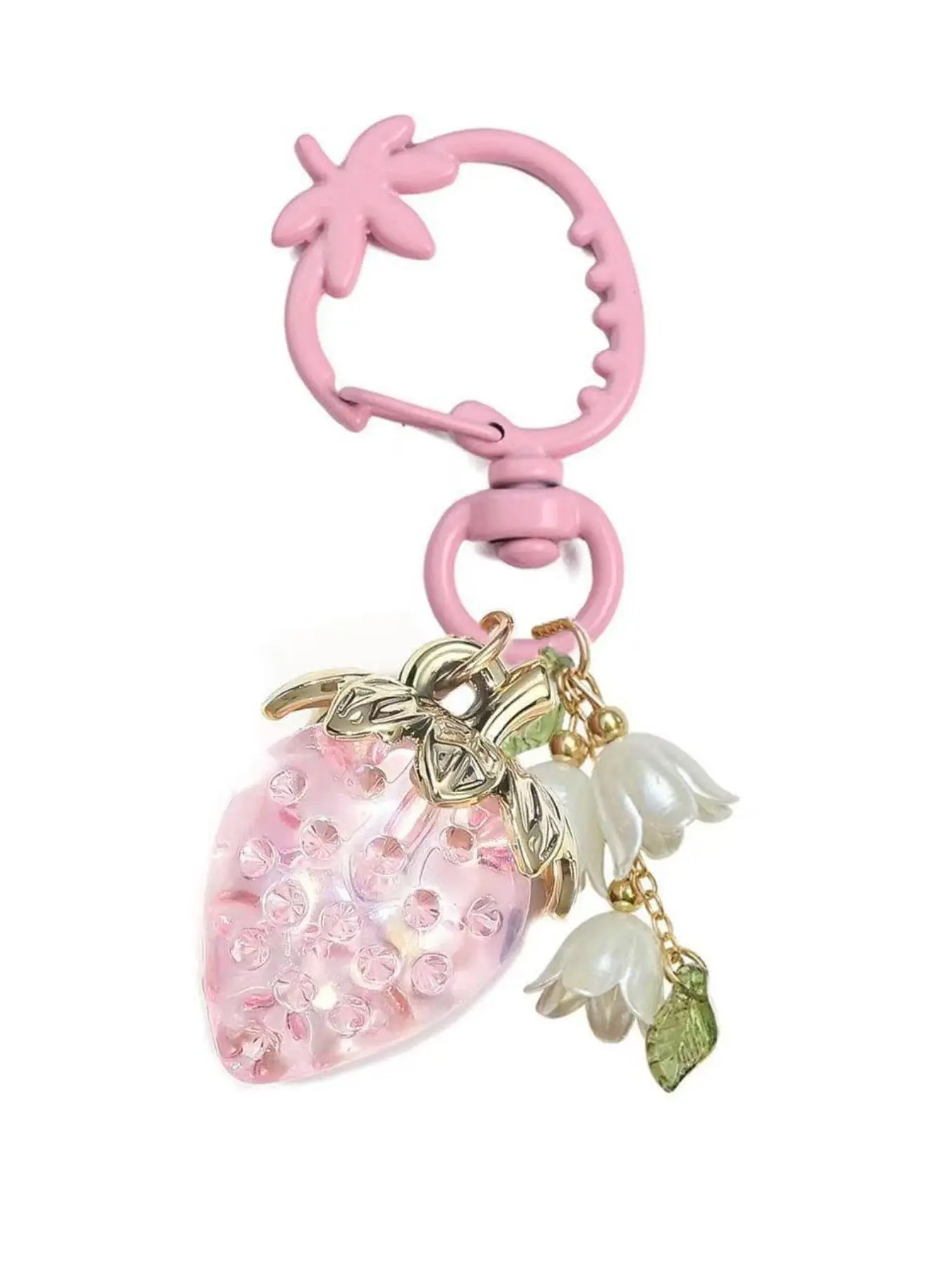 1PC Cute 3D Strawberry Girly Keychain Kawaii Bag Charms Fruit Charm for Women Girl Cute Purse Handbag Accessories