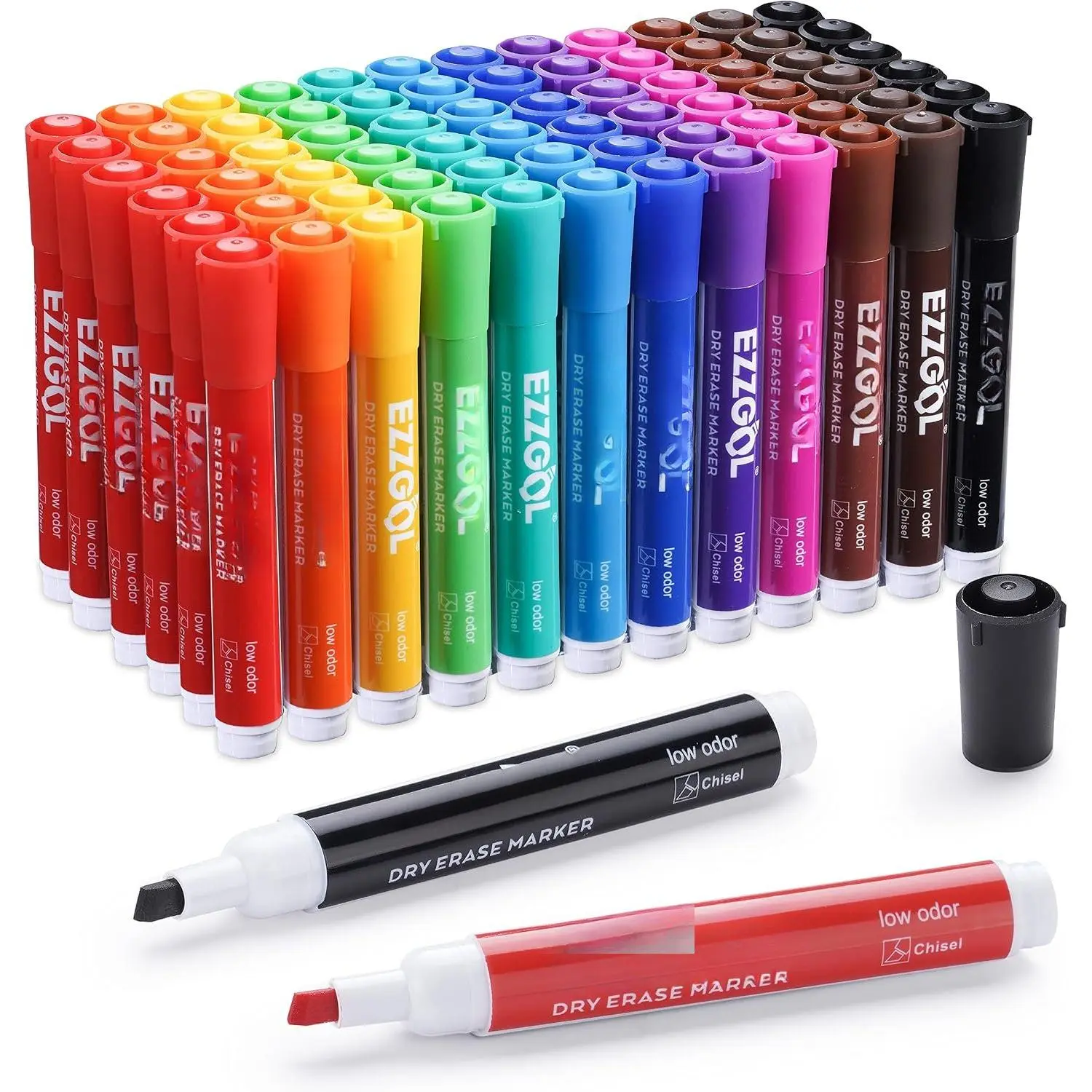 Dry Erase Markers Bulk, 72 Pack, 12 Colors Whiteboard Markers, Chisel Tip Dry Erase Markers  for Writing  Dry Erase Whiteboard Mirror Glass for School, Office or