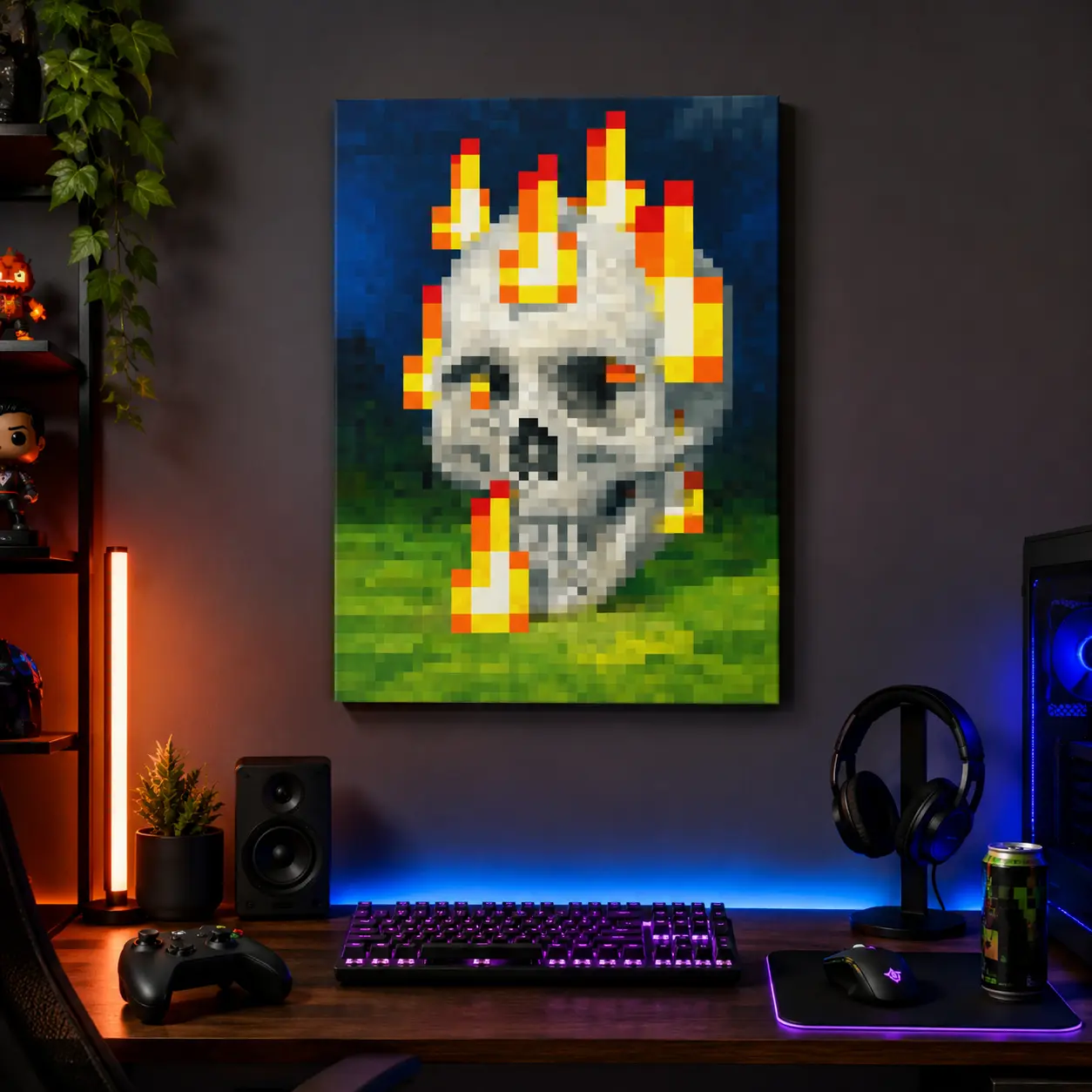 High-Quality Minecraft Pixel Art Print, Modern Style Wall Poster Decorative Artwork for Game Fans, Home Decor for Living Room & Bedroom, Wall Decoration