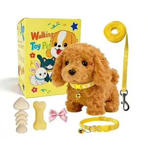 2026 New Interactive Electric Plush Puppy Toy| Walking, Barking & Tail-Wagging Realistic Pet Dog| Soft Plush Material| Includes Leash, Bone & Bow Accessories Set| Perfect Holiday Gift, Birthday Surprise & Early Learning Companion