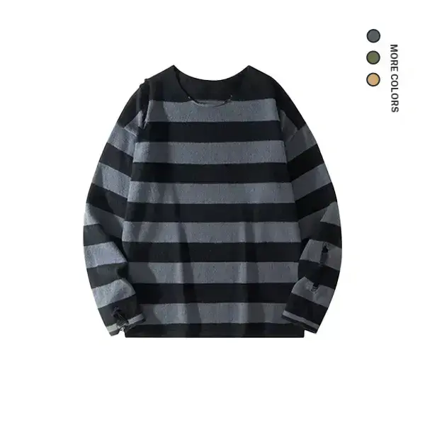 Women's Grunge Striped Knit Sweater Distressed Ripped Hole Pullover Y2K E Girl Goth Oversized Long Sleeve Jumper Lightweight All Season Casual Streetwear Alt Alternative Fashion Trendy Indie Harajuku Aesthetic Cool Top