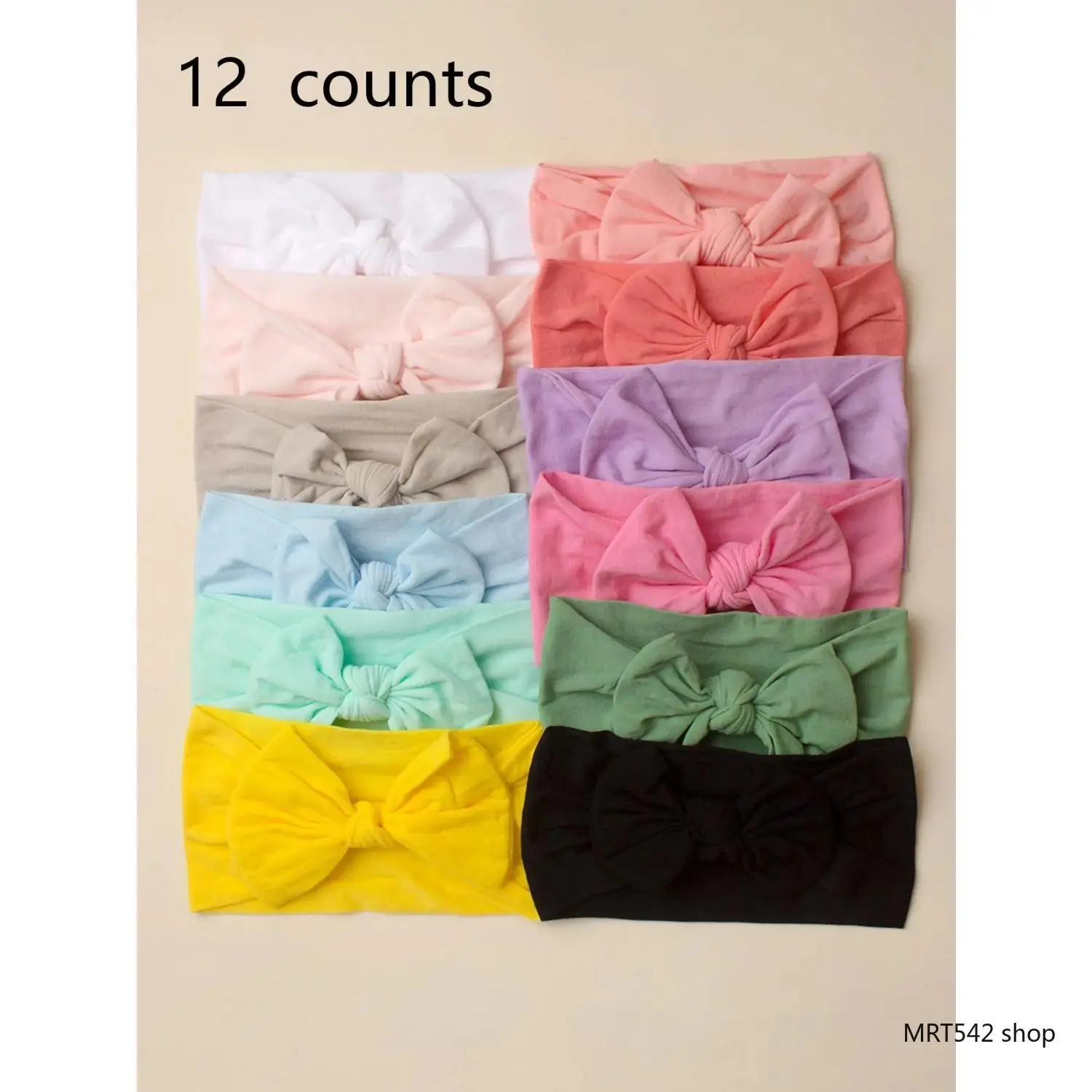 Headbands Bows Set Nylon Elastic Hair Bands Solid Color Soft Wide Turban Headwrap Newborn Infant Hair Accessories Shower Gifts