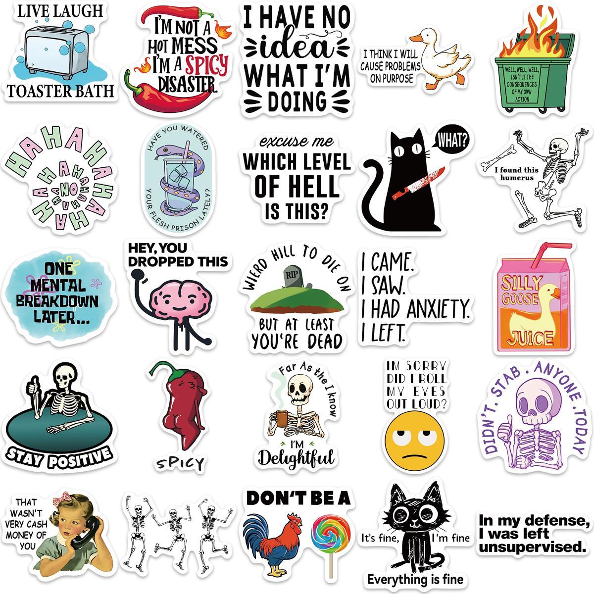 Snarky Sticker, Funny Stickers, 50pcs/set Humorous Sarcasm Sticker, Waterproof Vinyl Sarcastic Quotes Sticker for Water Bottle, Laptop, Kindle, Scrapbook