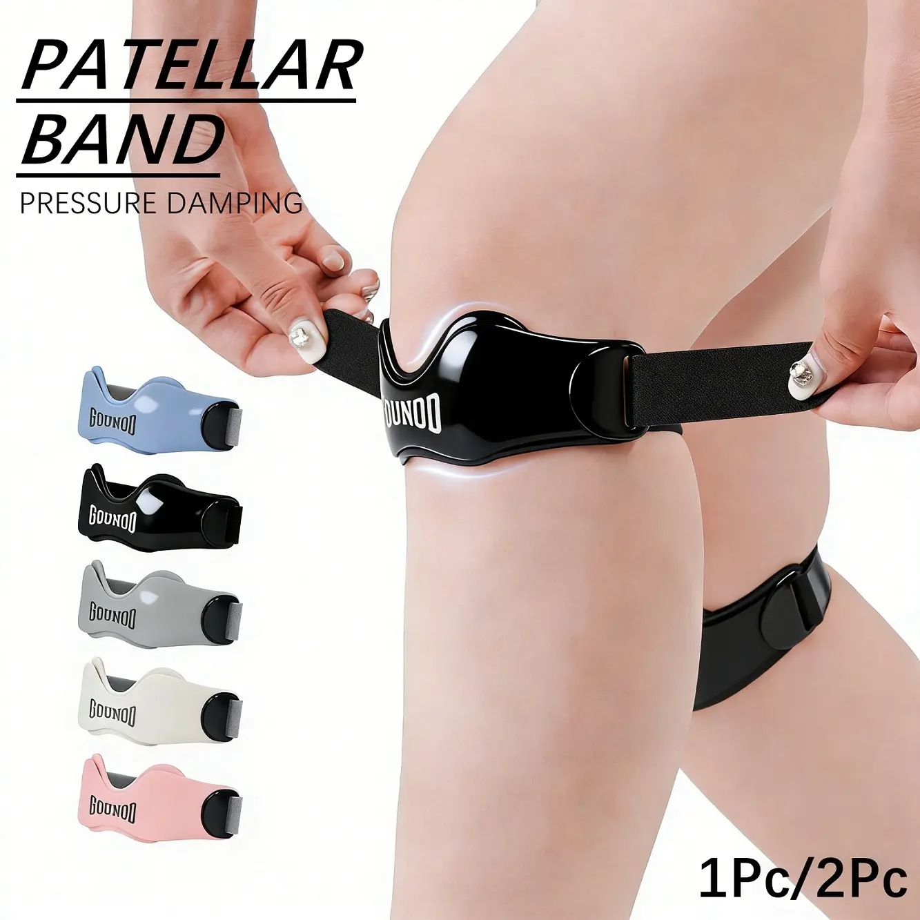 Professional Second Generation Silicone Patella Brace, Athletic Knee Brace, Patellar Belt, Shock Absorption, Compression, Breathable, Adjustable Knee Support for Running, Jumping, Tennis