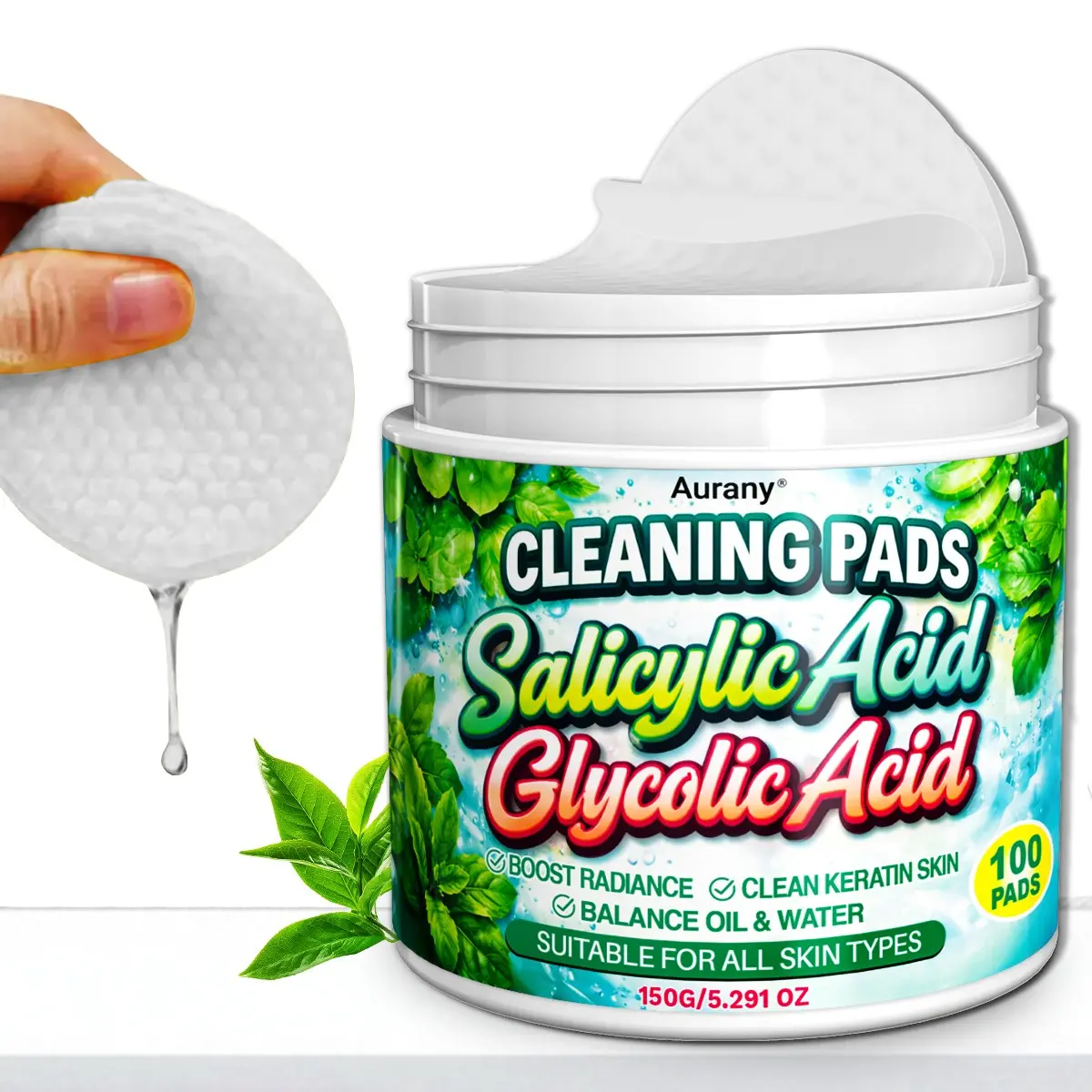 Aloe Salicylic Acid Cotton Pads, Oil Control Cleansing Tablets, Cleansing Tablets, With Aloe Vera Extract, Smooth Face Skin, Clean The Skin, Gentle And Non Irritating, Calming, Moisturizing And Cleansing, Daily Facial Care, Suitable For All Skin Types