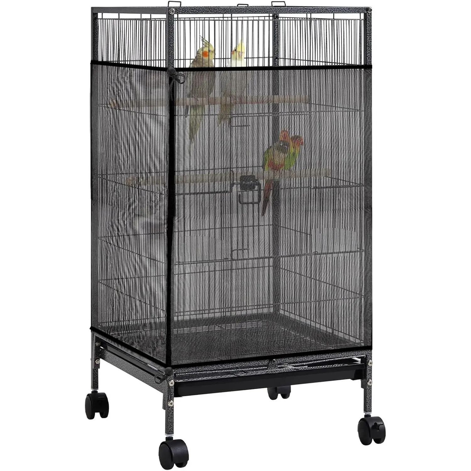 Large Adjustable Bird Cage Seed Catcher 31 x 118 inches Soft Airy Nylon Mesh Net Skirt Guard for Parrot Parakeet Macaw Round Square Cages