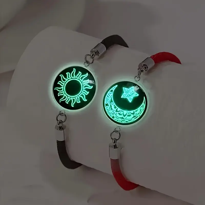 2pcs/Set Couple Sun/Moon/Star Luminous Bracelet – Stainless Steel Non-Fading |   BFF/Women Gift for Christmas/Black Friday, Daily Wear