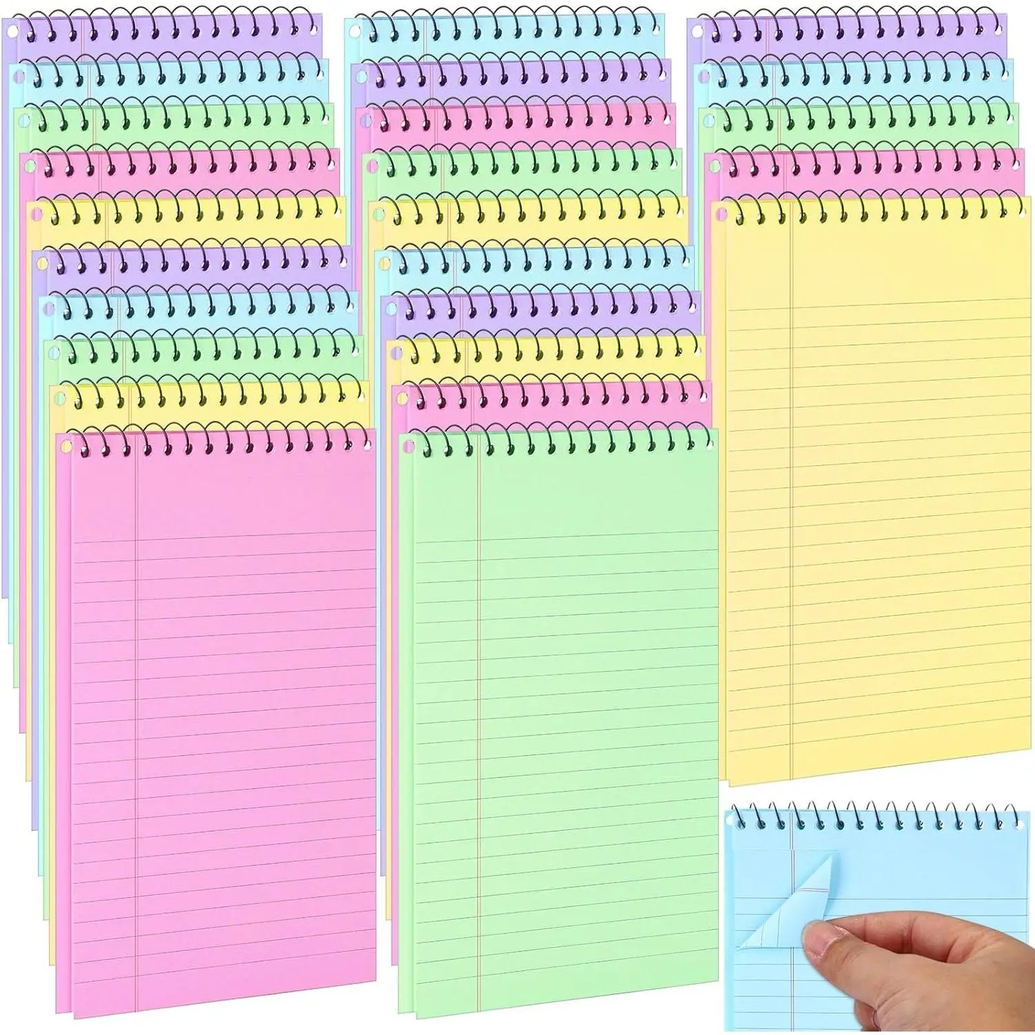 25 Pack Pastel Colored Legal Pads Top Bound Spiral Notebook College Ruled Steno Pads 8.5 x 11, 5 x 8 Inch Hard Cardboard Paper Notepad for Office School (5x8 Inch)