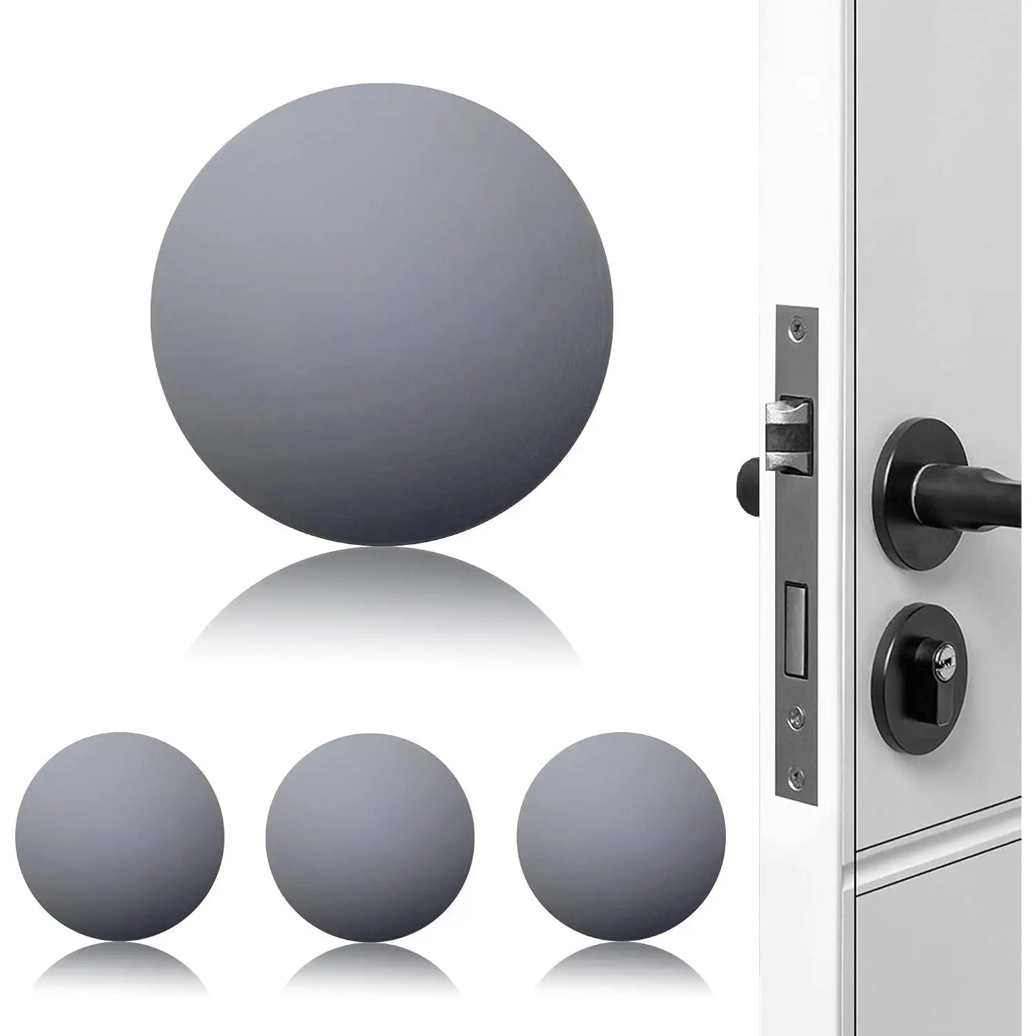 Door Stoppers Wall Protector Buffer Guard Doorknob Door Handle Bumper Self Adhesive Silencer Soft Rubber Crash Pad for  Office