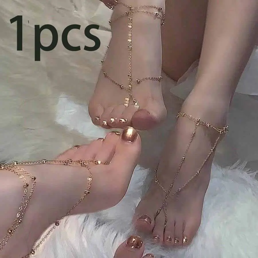 1pc exotic retro fashion multi-layer tassel ankle chain women's metal chain fairy court ethnic style beach photo Layered Boho Anklet Foot Jewelry Fashion Accessories