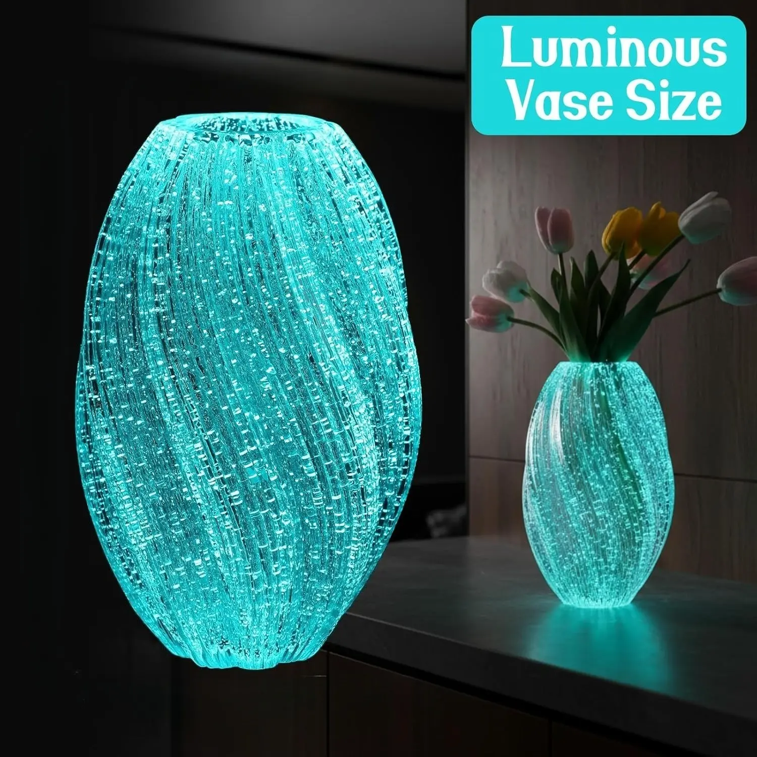 Wave Mouth Vases Luminous Handmade Glass Flower Vase Desktop Ornaments Propagation Station Plant Holder for Home Wedding Decor gardening gift for home decor