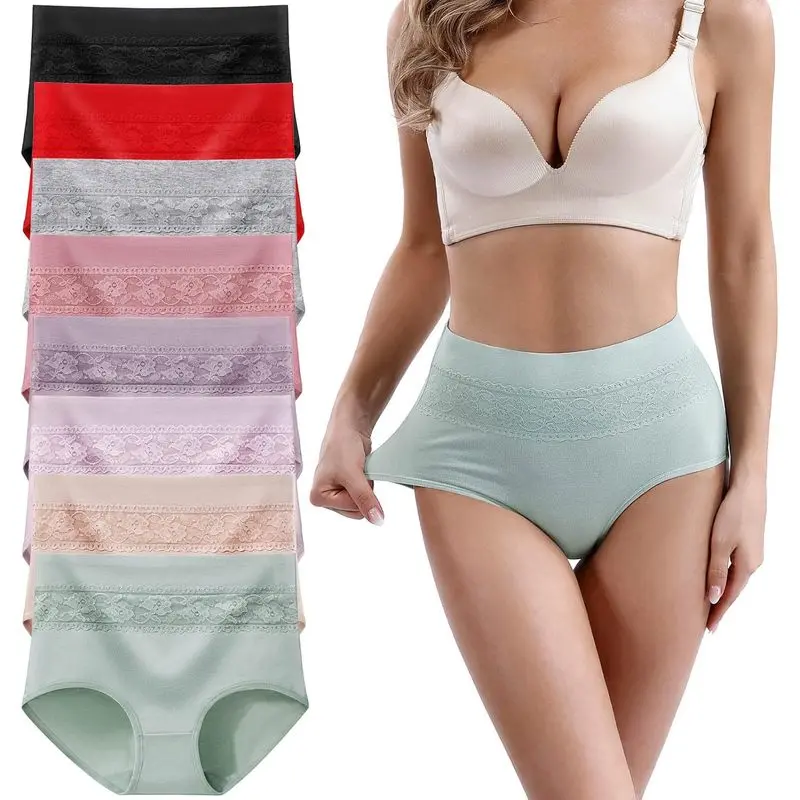 Women's Basic Soft Cotton High-Waisted Panties - Multi-Effect a01 - 8-Piece Set 02, Tummy Control, Full Coverage, Breathable, Multi-Size Underwear