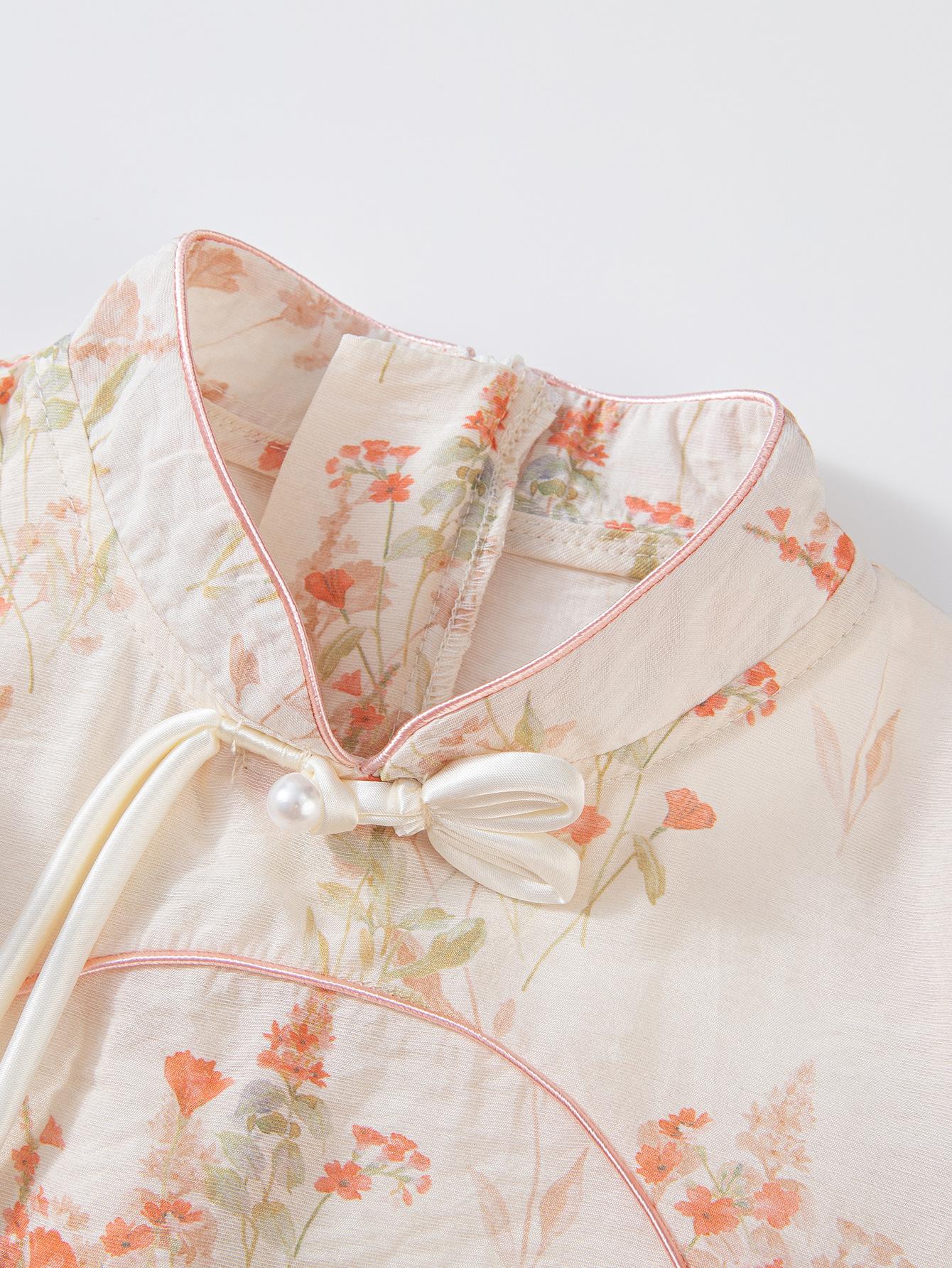 NewNew Cheongsam Dress for Girls Chinese Style Sleeveless Vest with Delicate Flutter Sleeves & Traditional Knot Buttons Ideal for Outdoor Events Festival Shows