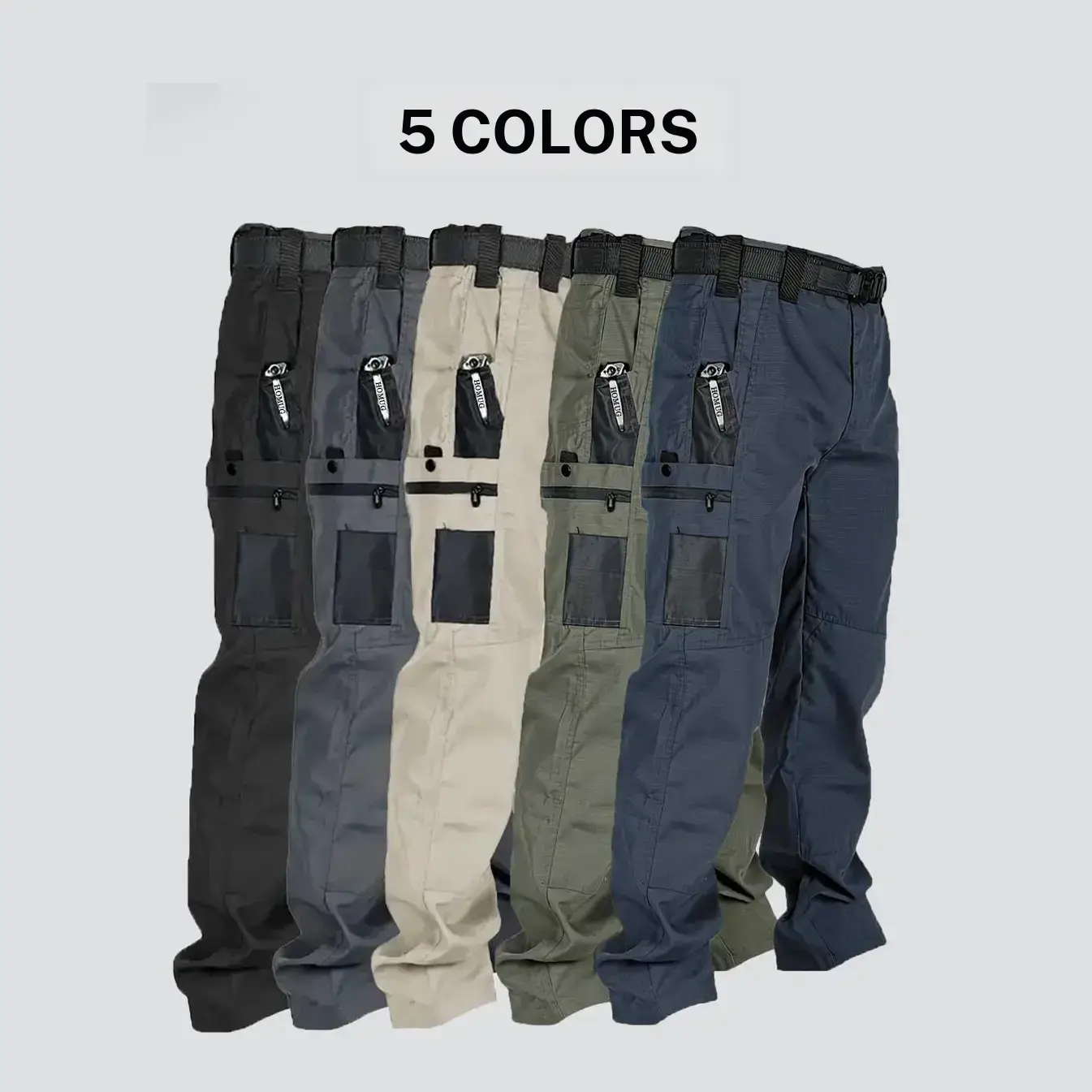 HOMUG Men's Tactical Cargo Work Pants, Water-Resistant 230 GSM Durable Fabric, Multi-Pocket Utility Pants with Zipper Pockets for Work, Hiking, Fishing, Camping & Outdoor Activities Size Up for a Looser Fit，Size Up for a Looser Fit