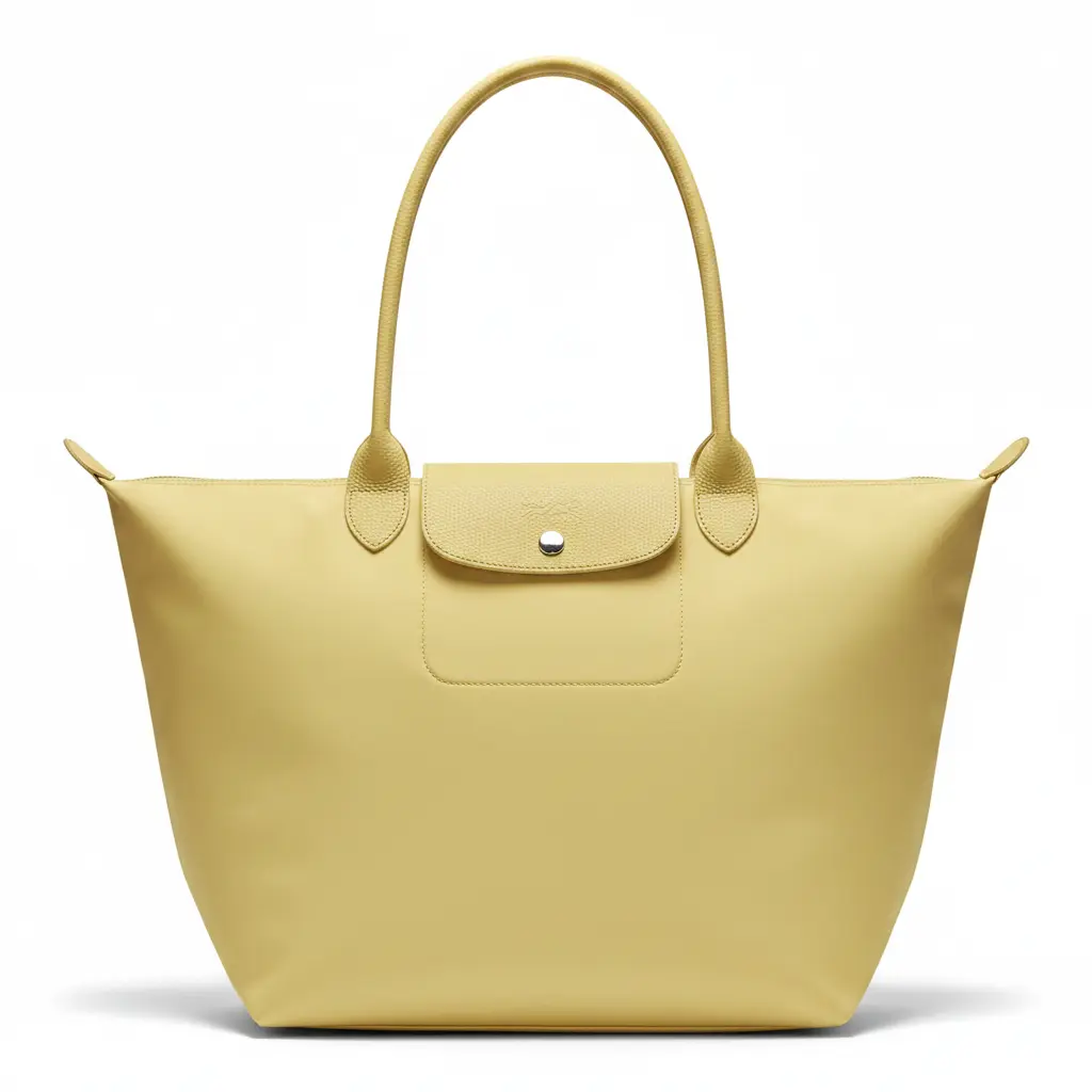 Longchamp Le Pliage One Monogram-Embossed Nylon Shoulder Bag for Women, Large Size, Lemon Yellow