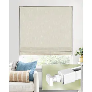 No Tools No Drill Cordless 100% Blackout Roman Shades for Indoor Windows Fits 34" W × 64" H Beige
