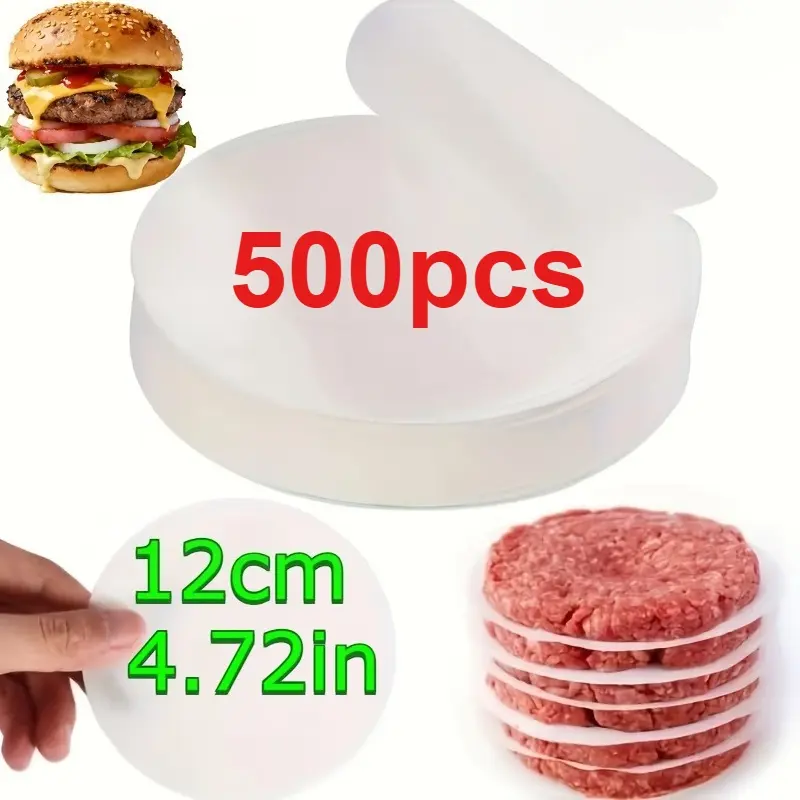 500pcs advanced non-stick hamburger wrapping paper | frozen patties separation paper, which is convenient for separation, storage and freezing.
