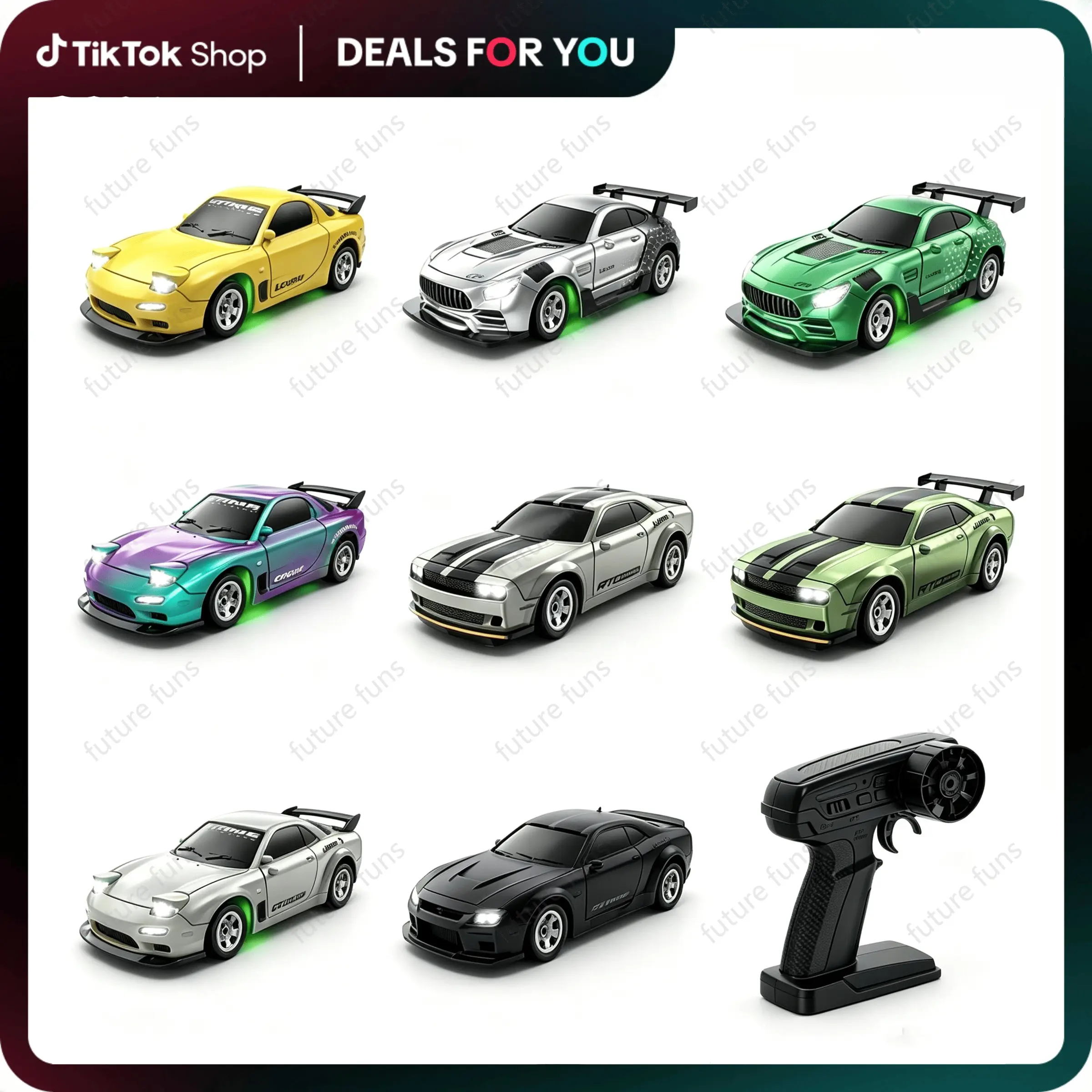 Alloy Mini RC Drift Car Model Toy, 2.4g Remote Control, Rechargeable, LED Lights, 4wd High-Speed Racing, USB Charging, Unisex Boy's Toy