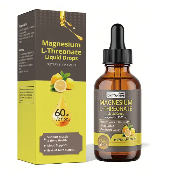 High Absorption Magnesium L-Threonate 1300mg Liquid Drops with L-Theanine&GABA,Supports Brain Function,Deep Sleep Quality&Stress Relief,Natural Lemon Flavor,Fast Acting GMP Certified,Adults & Kids