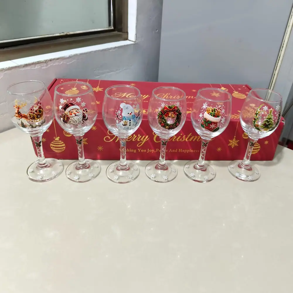 New Christmas Glass Art Cup, Creative Glass Cup, High Ball Glass, Perfect for Holiday Decorations, Unique Gift Idea