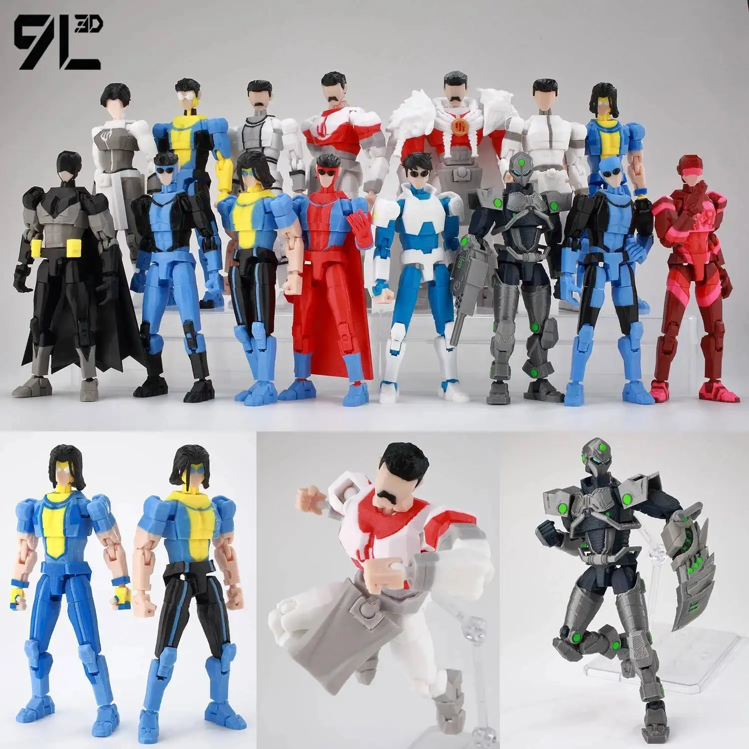 9L 3D Printed Invincible Action Figure Titan13 Multi-Jointed Motorcycle Collectible Model Toy, 14cm Display Size, 3D Print Detail, Mix Parts Freely, Figurines for Collectors