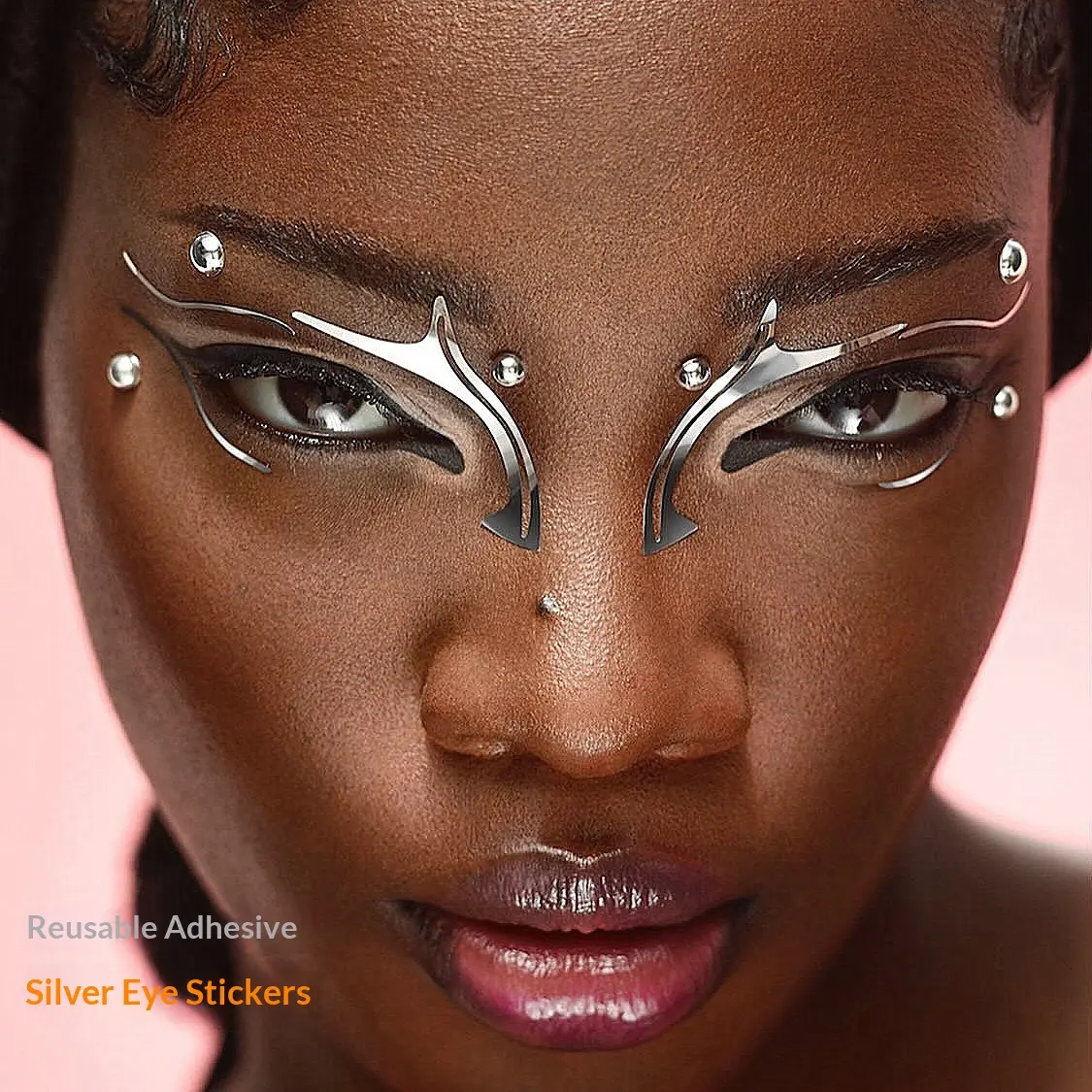 Creative Eyeshadow Stickers Adhesive Futuristic Metallic Silver Color Face Lace Eye Patch Hollow Makeup Artist Eyeshadow Sticker