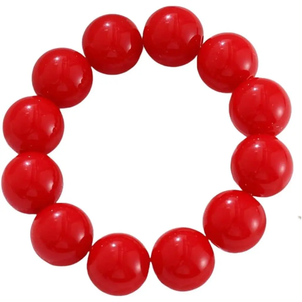 Candy Color  Round Beads Stretch Bracelet 70s 80s Elastic Plastic Beaded Wrist for Women Party