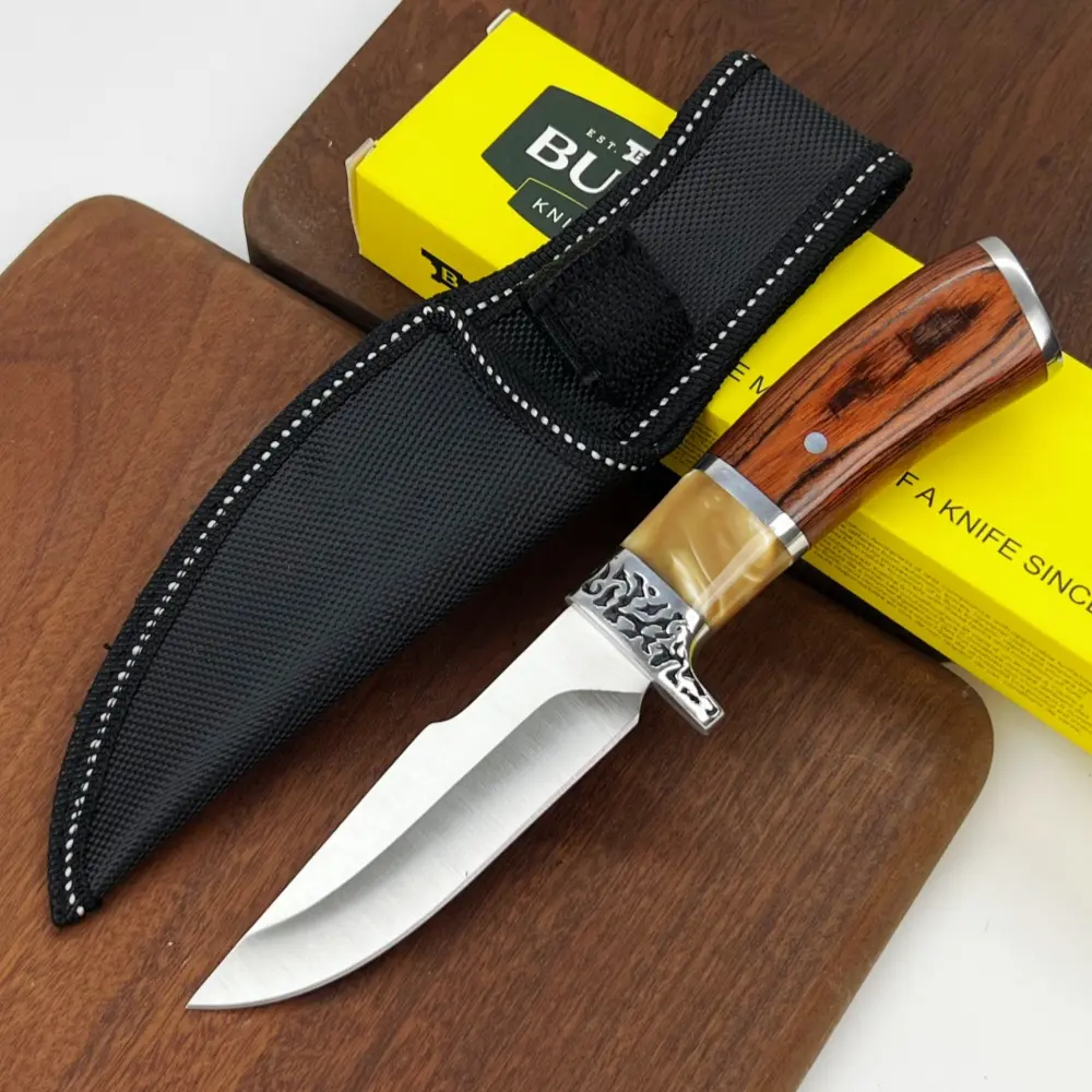 Outdoor Stainless Steel Utility Knife - 8.3 in 1-Piece Molded EDC Pocket Knife, Nylon Sheath Included, Ideal Gift for Men, Great for Camping Hiking