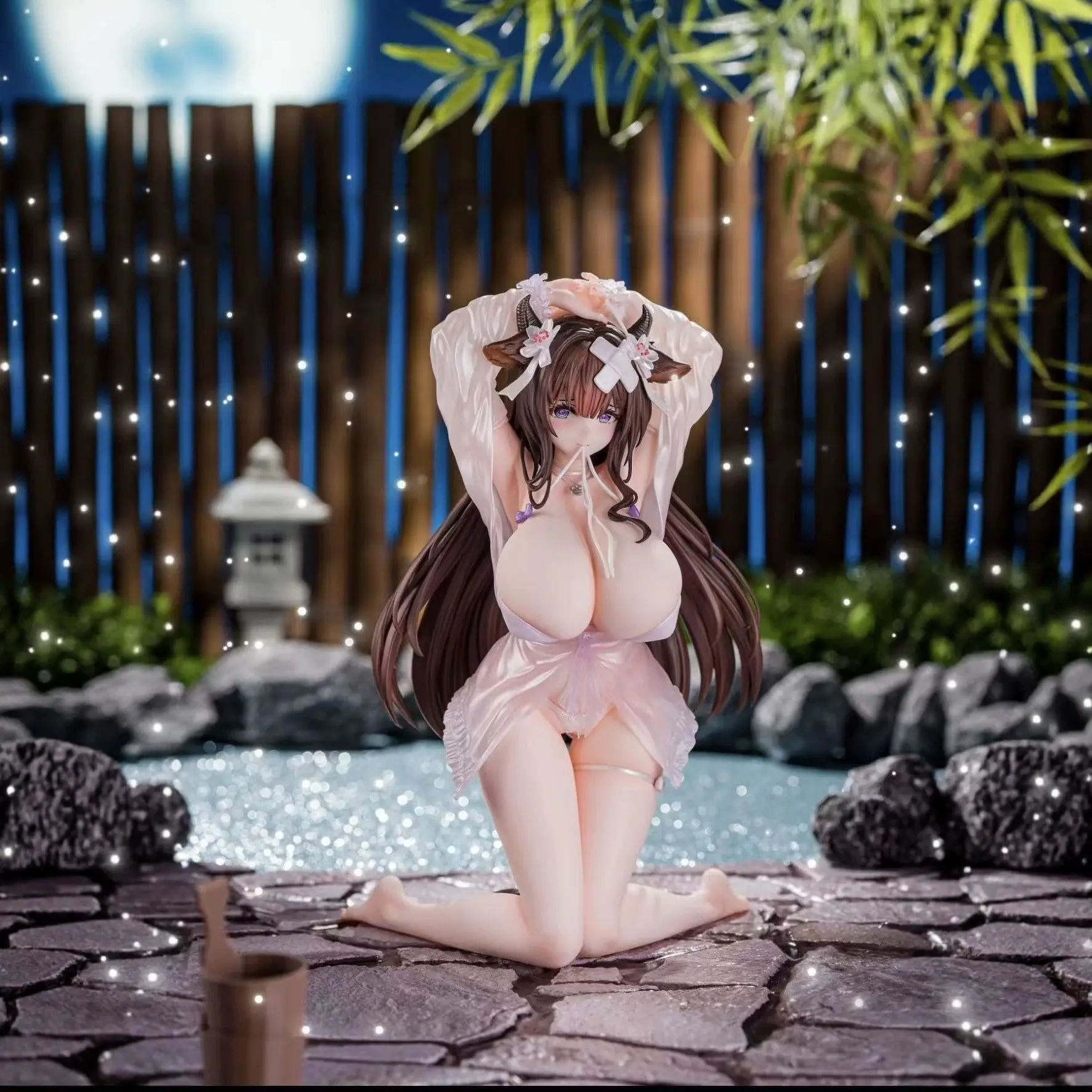 Anime Girl Bath Time Relaxing Figure, Sitting Pose Swimsuit Model, Collectible Handmade Doll, Unique Anime Merchandise Gift