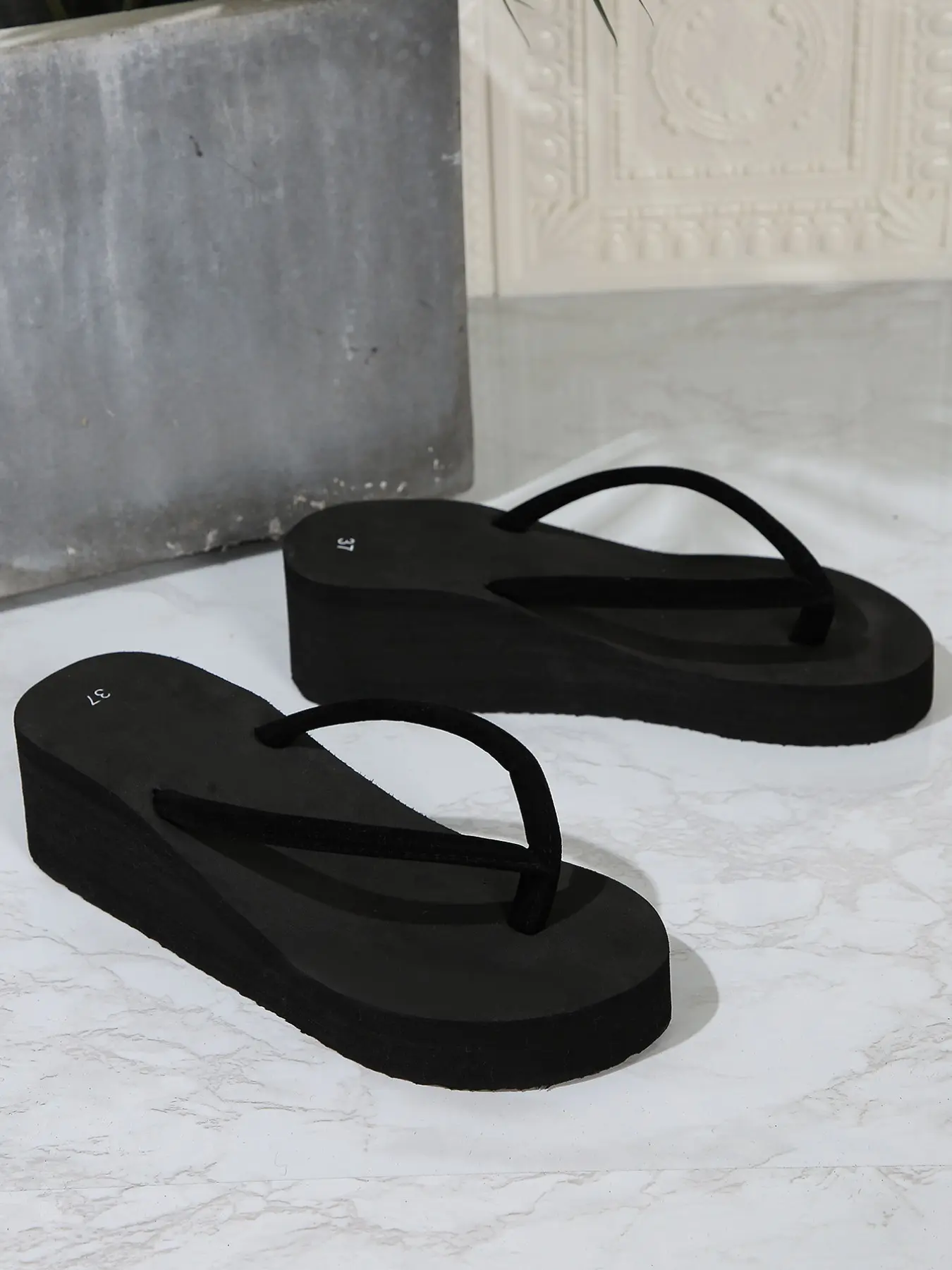 Women's Fashion Platform Thong Sandals, Comfortable Casual Design, Suitable for Indoor and Outdoor Wear, Durable and Lightweight Footwear