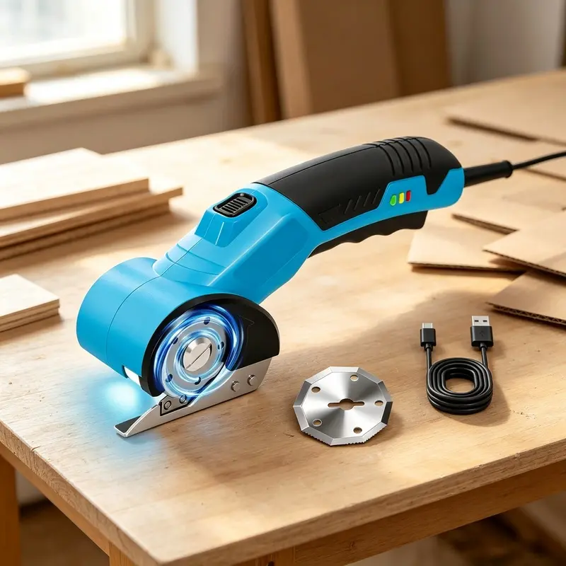 Wireless Electric Scissors - Box Cutter - Rechargeable Cardboard Cutter, Fabric Scissors with Safety Lock, USB Cable - Suitable for Plastic, Carpet, Leather, DIY Crafts