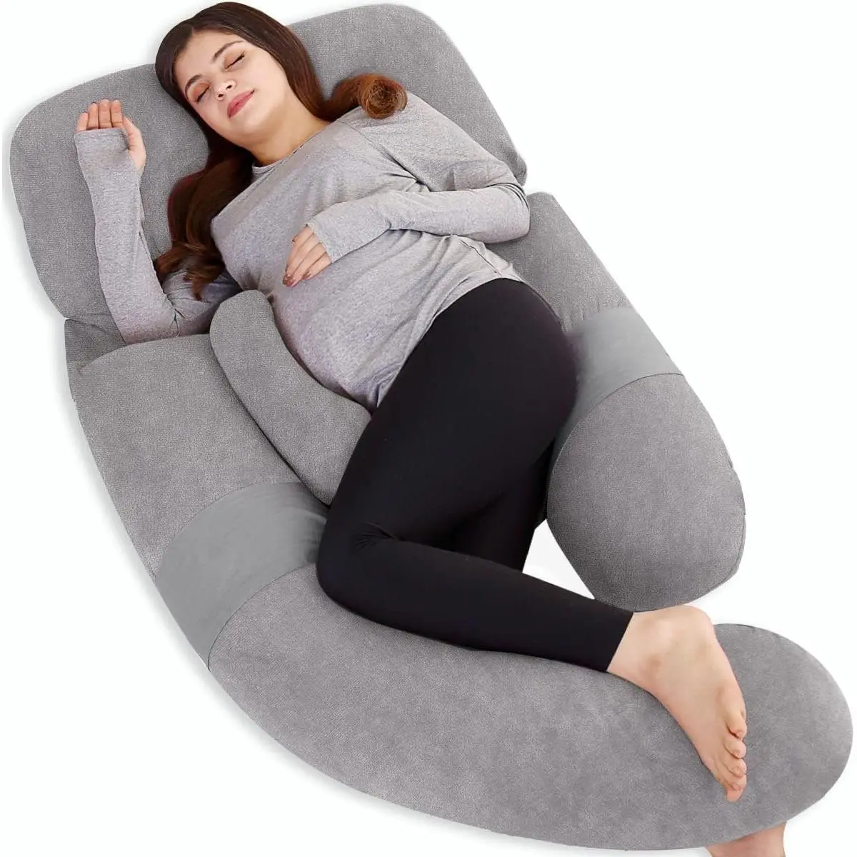 Detachable Maternity Pillow  Pregnant Women |   60in Pregnancy Pillows  Sleeping |   Extra Large Full Body Pillow  Pregnancy with Crystal Velvet Cover(Dark Gray)