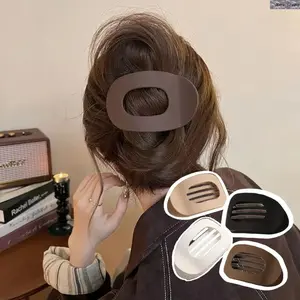 4PCS Oval Acrylic Hair Clips for Women, Minimalist Matte Hair Barrettes, Strong Hold No Slip Hair Accessories, Trendy French Style Claw Clip Alternative for Daily Wear, Work, Travel and Gift Giving